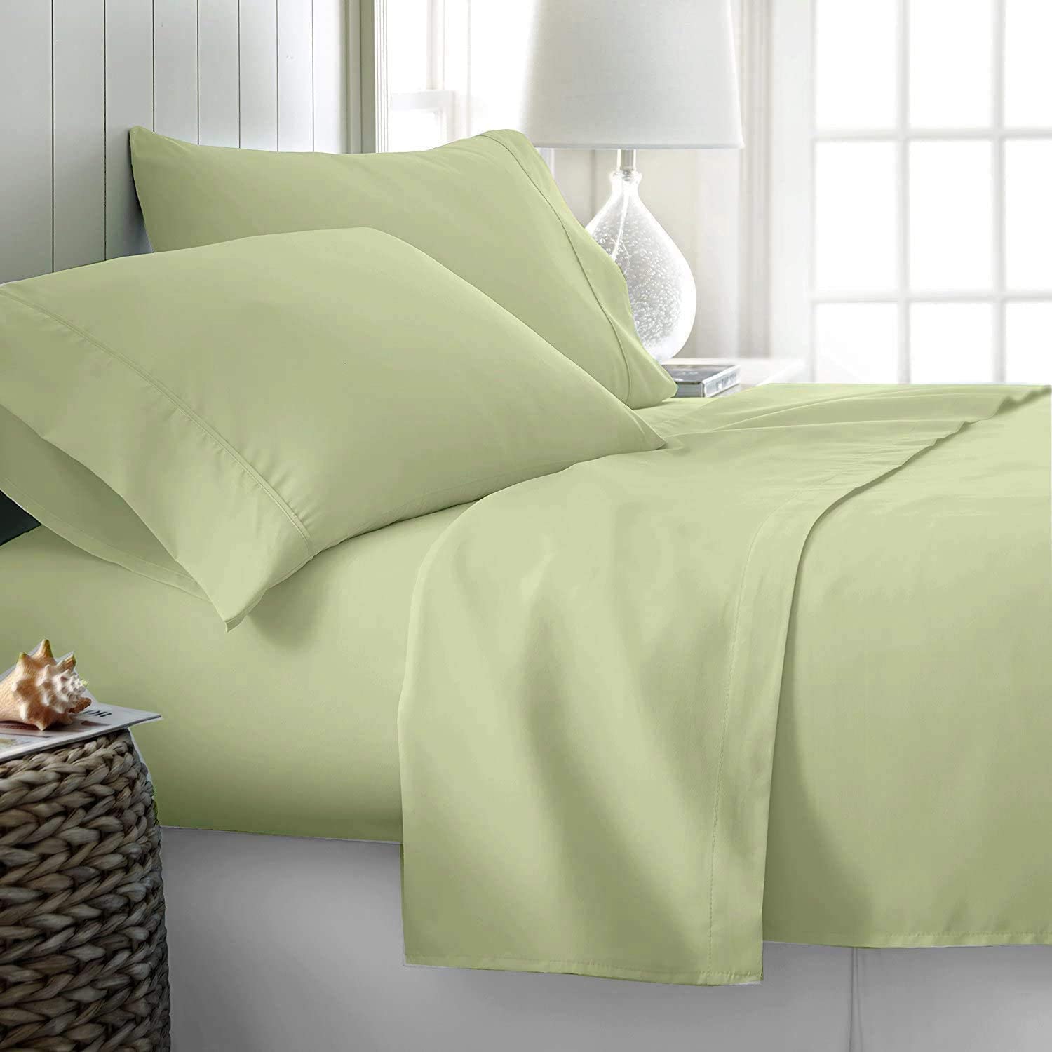 Premium 4-Piece Twin Size Sheet Set - Ultra Soft Deep Pocket Breathable Cooling Bed Sheets - Hotel Luxury Solid Sage - Perfect for Guest Rooms, Dorms & Cozy Bedrooms