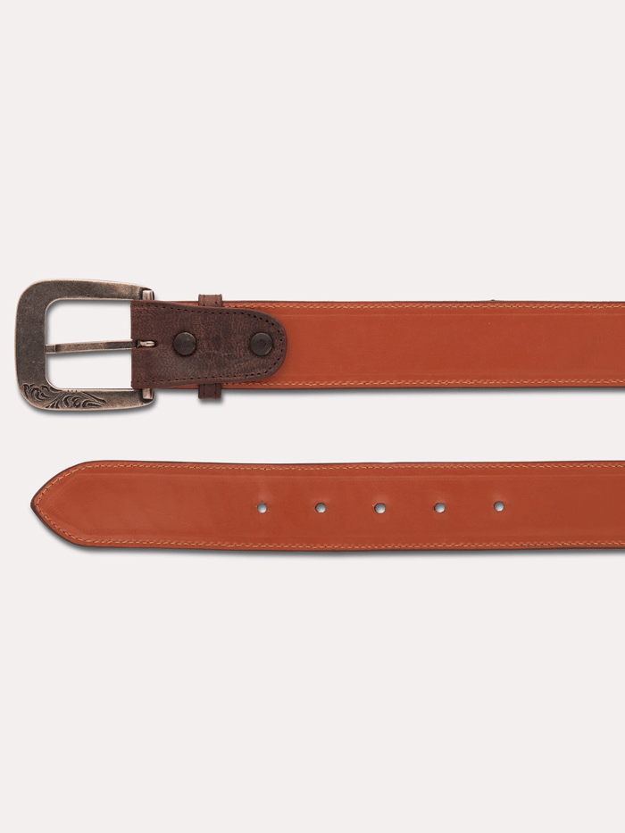 Lucchese W2251 Men's Smooth Goat Leather Western Belt in Chocolate Brown - Perfect for Cowboy Boots, Rodeo Events & Western Fashion