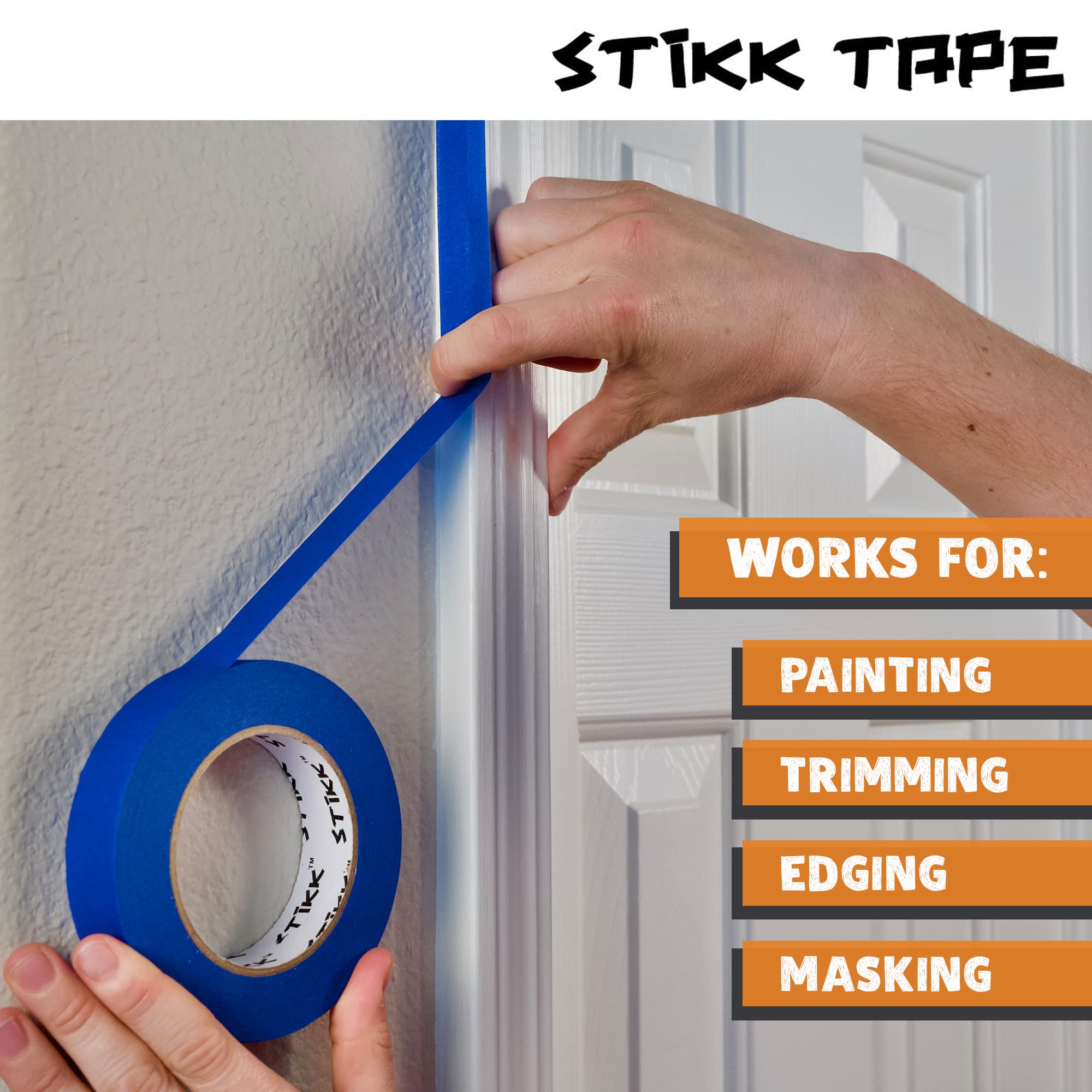 STIKK Orange Painter's Tape - 2 Inch x 60 Yards - Residue-Free Masking Tape for Painting Walls, Edges, Trim & Ceilings - DIY Home Improvement & Professional Projects - Perfect for Clean Lines & Sharp Paint Edges