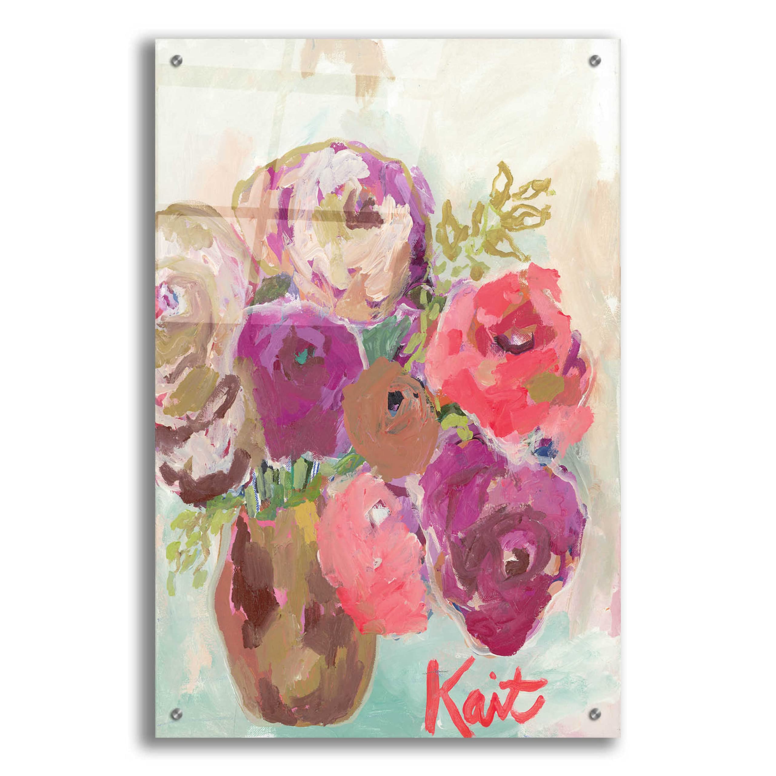 Heart Healing Flowers Acrylic Glass Wall Art by Kait Roberts - 24x36 Inches Modern Abstract Painting for Living Room, Bedroom & Office Decor