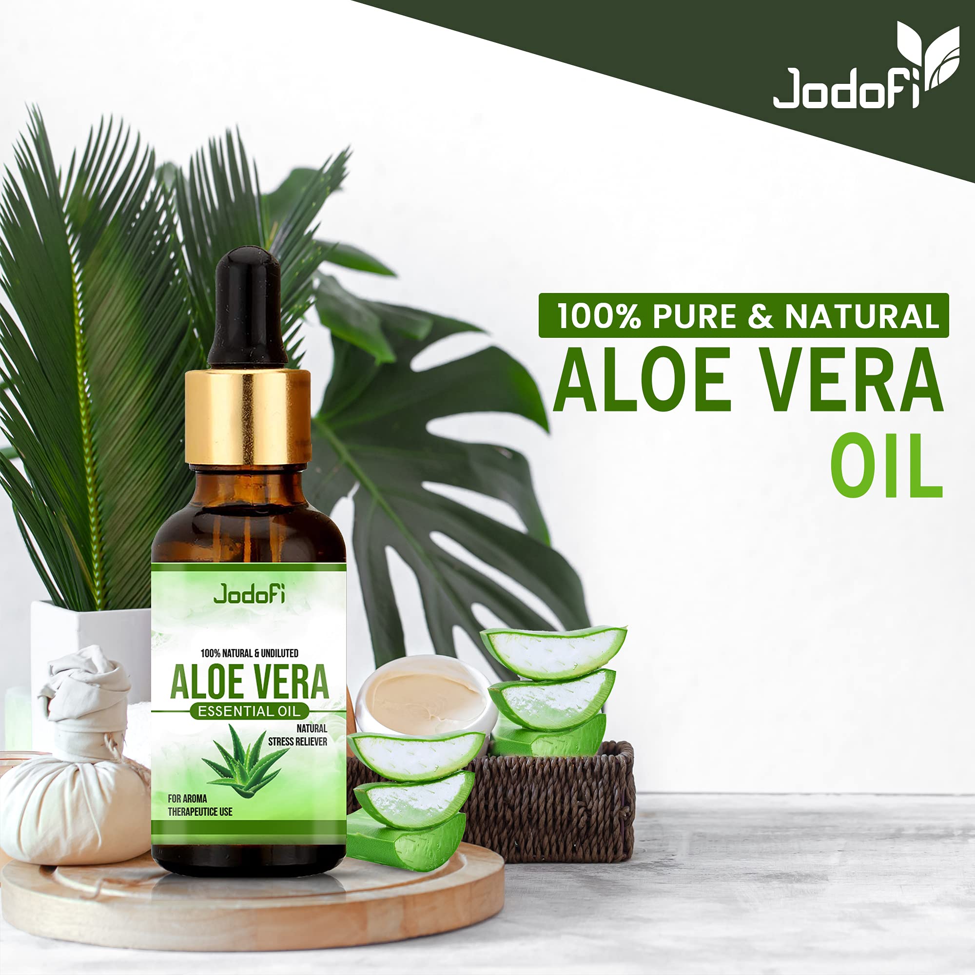 Jodofi Pure Aloe Vera Oil for Skin & Hair - 10ml Bottle - Natural Moisturizer for Dry Skin, Scalp Care & After Sun Relief - Perfect for Face, Body & Hair Treatments