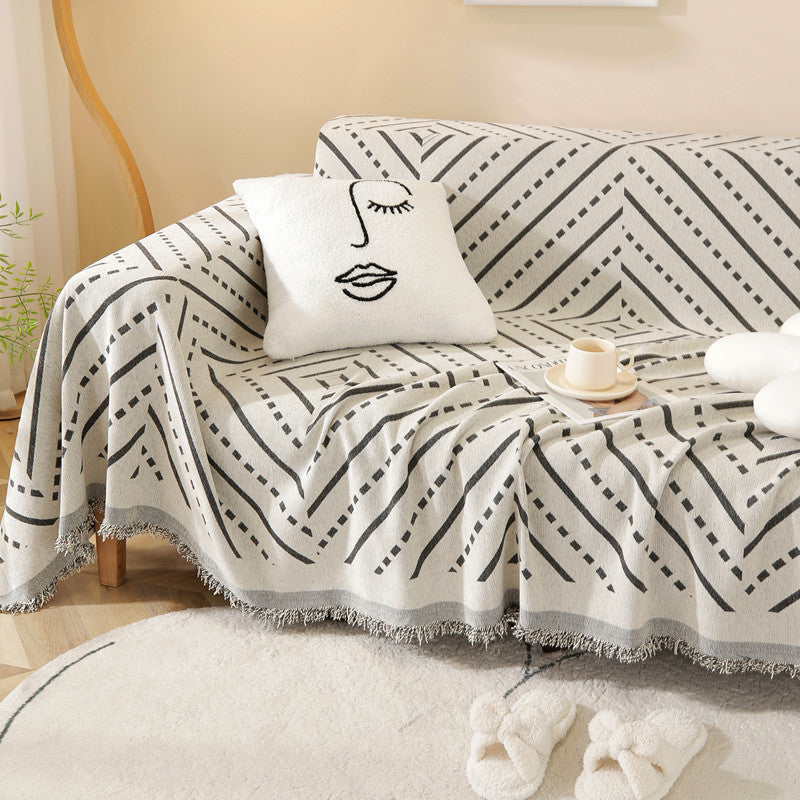 Darcy Chenille Reversible Sofa Cover & Couch Blanket - Soft Stretchable Furniture Protector for Living Room, Bed, Sectional (Grey)