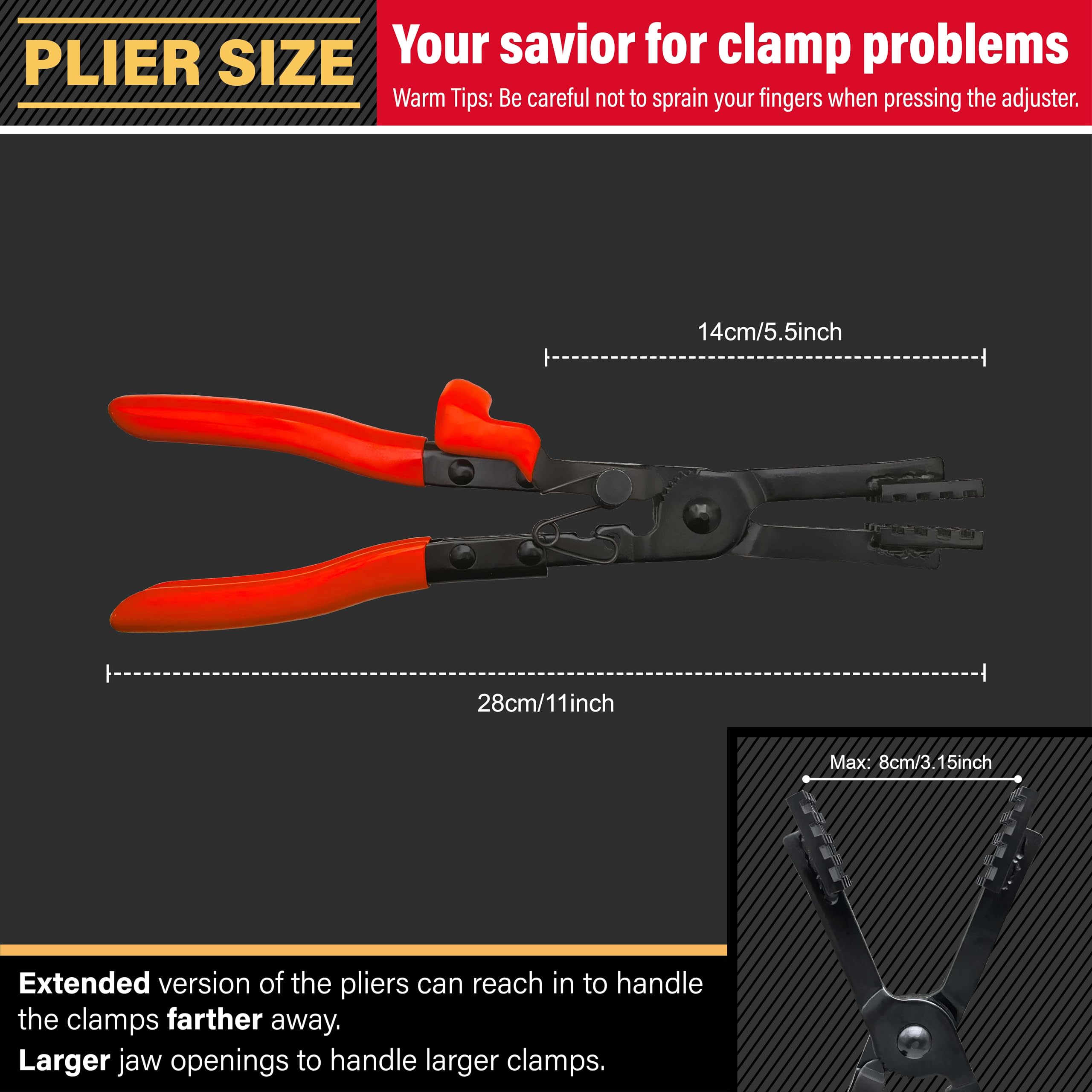 Heavy Duty Hose Clamp Pliers with Lock - Quick Removal for Tight Spaces - Auto Repair Tool