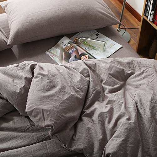 MOON'S SLEEPWARES Herse Series 100% Cotton 200 Thread Count King Size Brown Duvet Cover Set with 2 Pillowcases - Soft & Breathable Bedding for Cozy Nights & Luxurious Hotel-Style Comfort