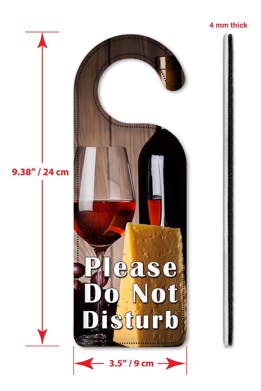 Do Not Disturb Door Hanger Sign - Red Wine & Cheese Art Plate - Perfect for Hotels, Bedrooms & Privacy Moments