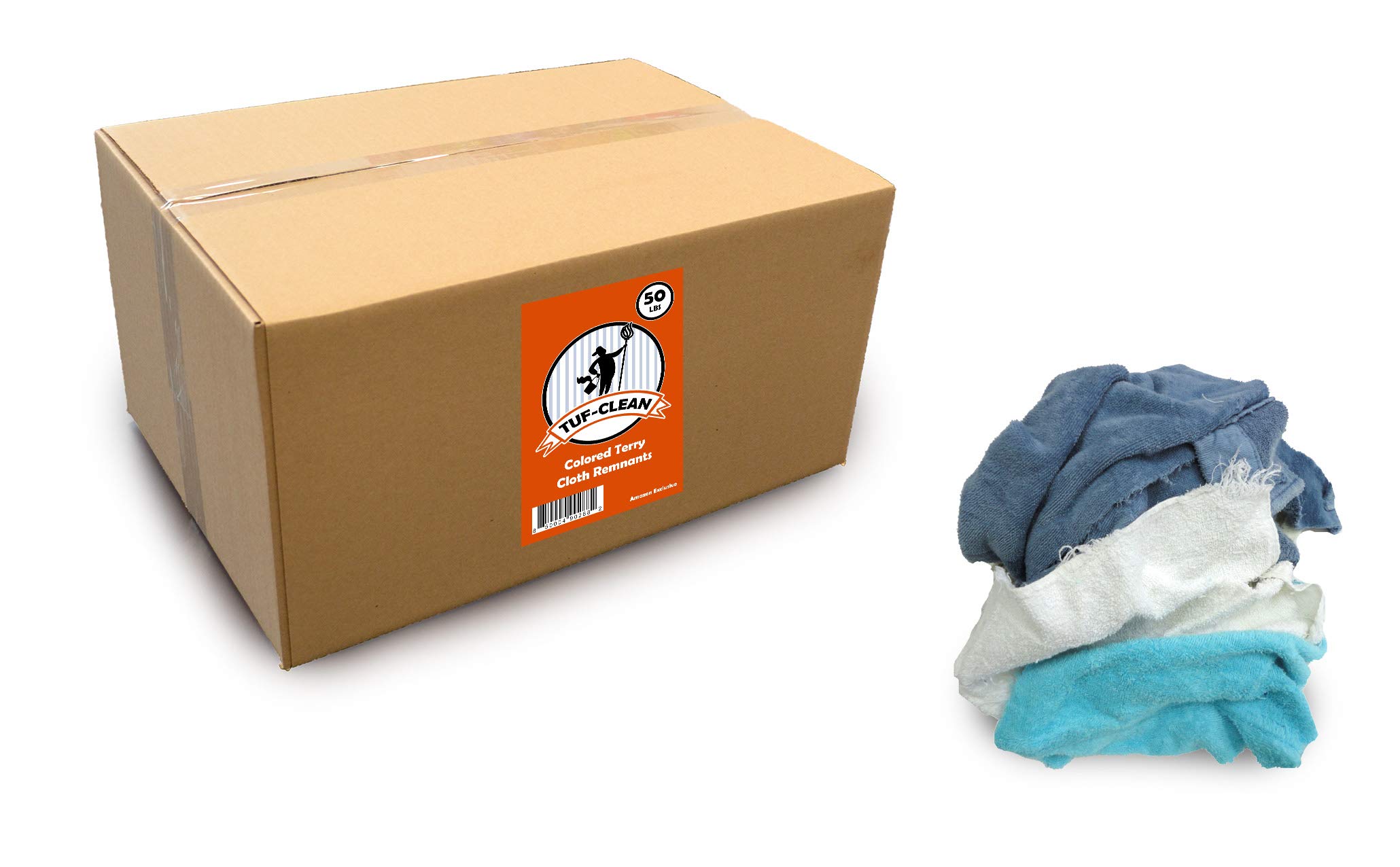 99402 100% Cotton Terry Cloth Remnants & Rags - Assorted Colors (50 lb Bulk Box) | Perfect for Cleaning, Crafts & Industrial Use