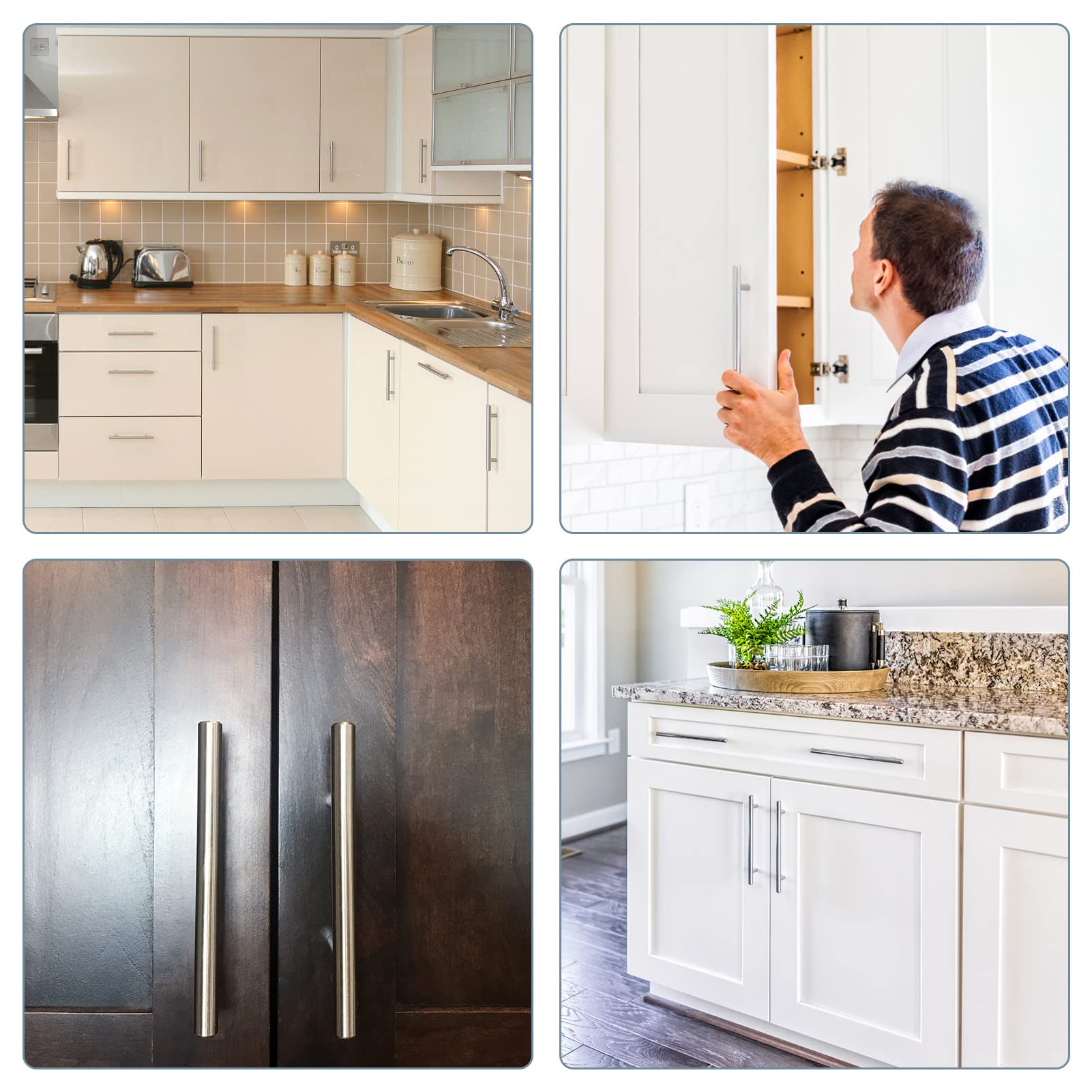 Estink 20-Pack Stainless Steel T-Bar Cabinet Pulls - Kitchen Cabinet Handles, Drawer Pulls & Cupboard Knobs for Home Furniture Hardware | Perfect for Modern Kitchen Renovation & Cabinet Upgrades