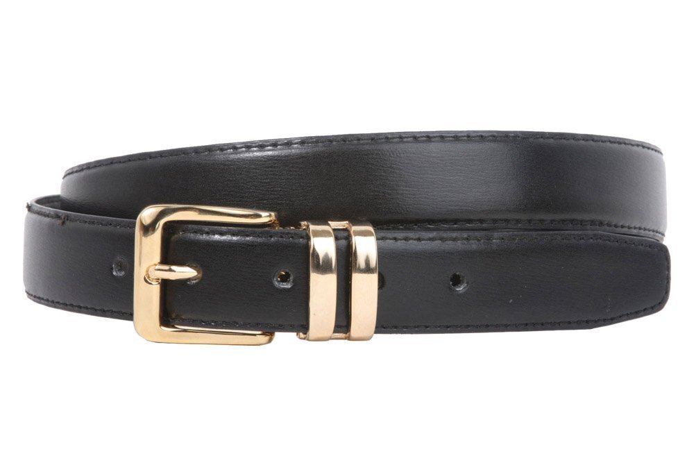 1 1/8 Inch Gold Adjustable Clamp-On Faux Leather Belt - One Size Fits Most - Perfect for Casual Wear, Office Outfits & Special Occasions