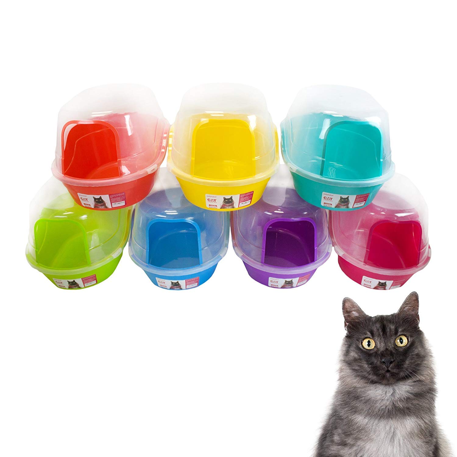 Extra Large Covered Litter Box for Cats - Jumbo Hooded Cat Litter Pan Holds 2 Small Cats Simultaneously, Purple by Petphabet - Perfect for Multi-Cat Homes & Small Spaces
