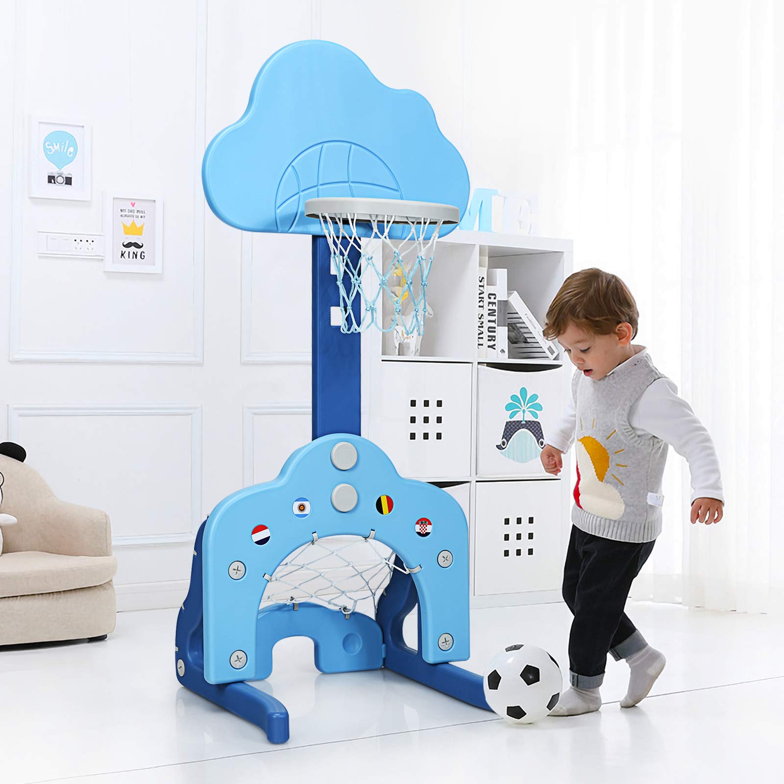 Costzon Adjustable Kids Basketball Hoop Set - Indoor/Outdoor Sports Toy for Toddlers - Best Gift for Boys & Girls