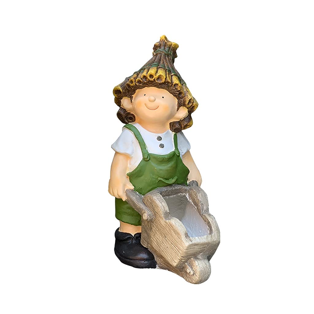 FEIYIYANG Outdoor Garden Stroller Decoration - Boy & Girl Flower Pot Sculpture for Lawn, Balcony, Terrace - Perfect for Kids Play Area & Garden Decor (Color: A)