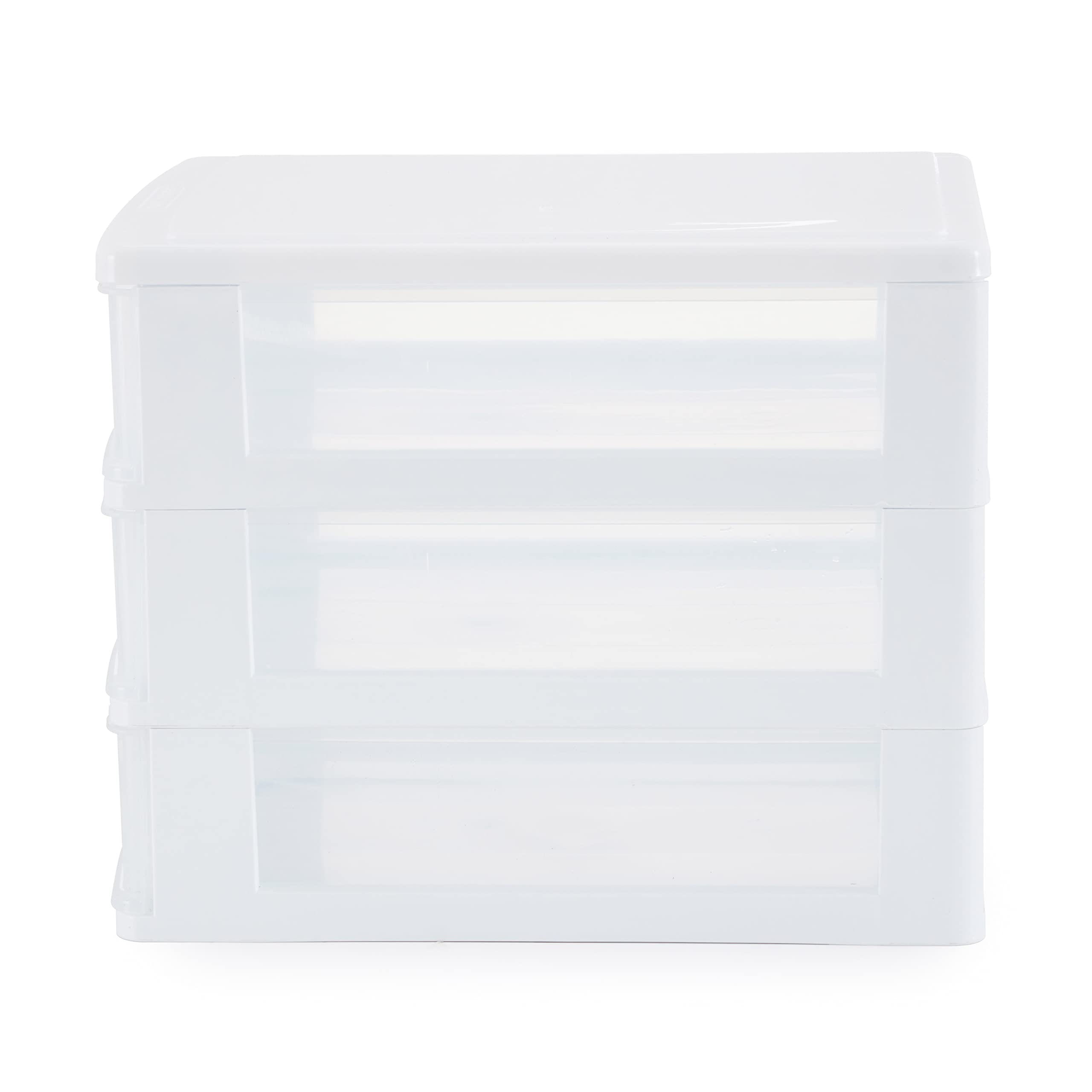Gracious Living Deluxe 3-Drawer Desktop Organizer - White/Clear (2 Pack) | Perfect for Craft Storage, Office & School Supplies | Ideal for Home, Office & Classroom Organization