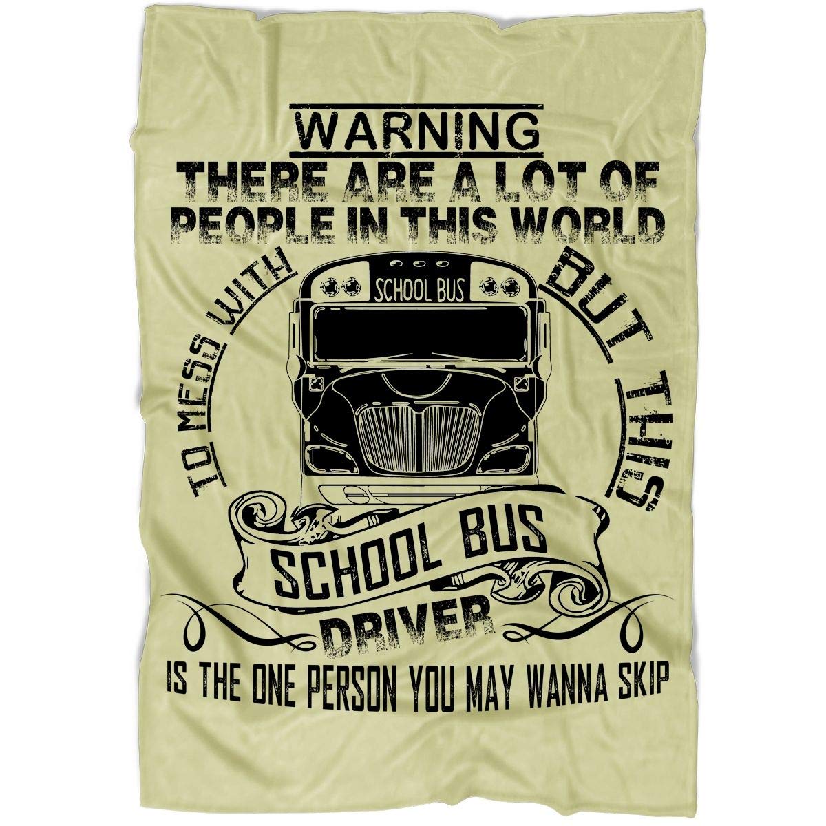 School Bus Driver Fleece Blanket - Reversible Super Soft Throw for Bed & Couch - 60x50 Inch Pastel Yellow Blanket - Perfect for Teachers, Drivers & School Staff Gifts