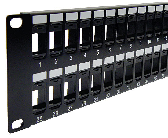 16 Port / 48 Port Blank Keystone Network Patch Panel - 1U / 2U High Density Rack Mount for Server Rack & Data Center Cable Management