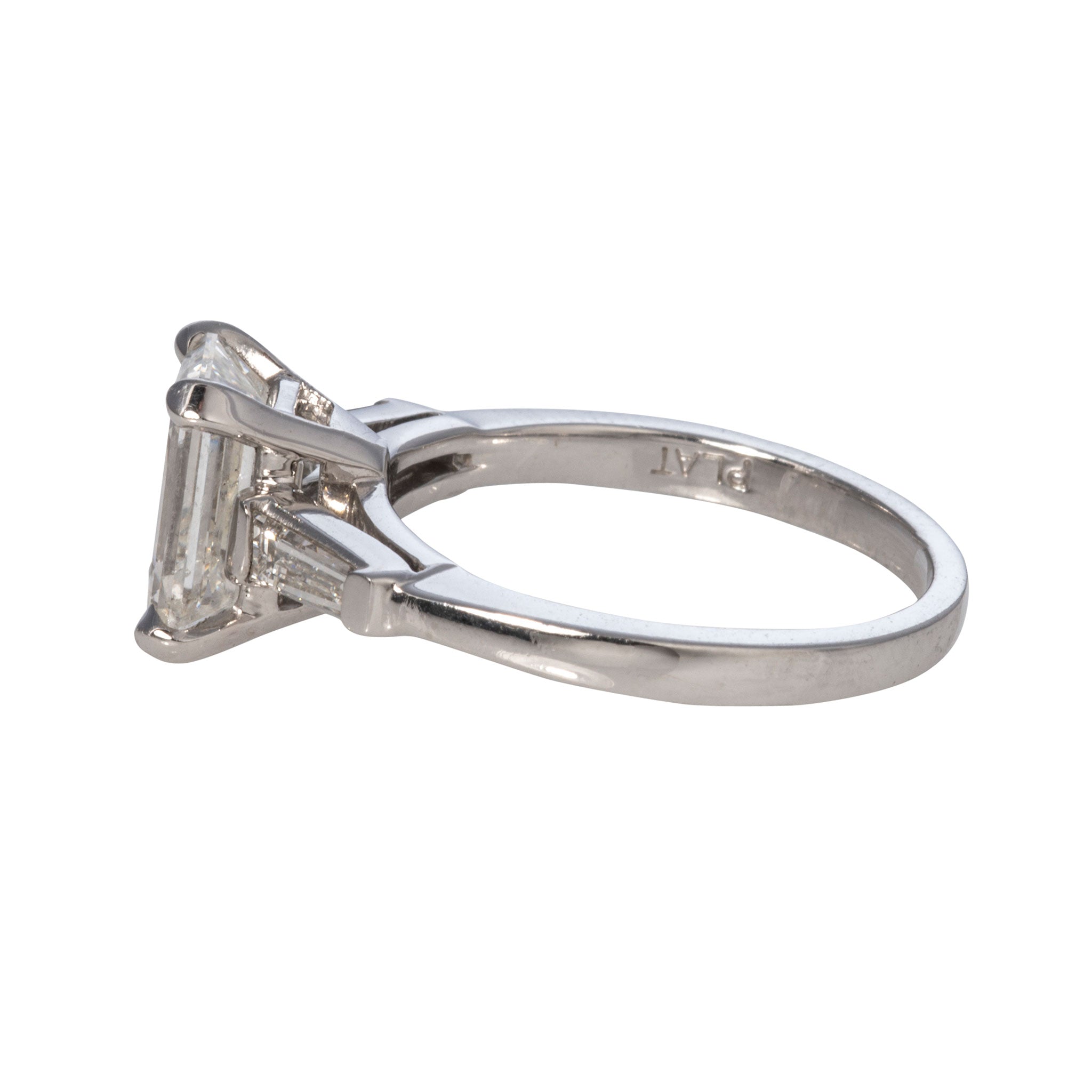 2.39ct Emerald Cut Diamond Engagement Ring with .34ct Baguette Side Stones in Platinum - Perfect for Proposals & Anniversary Gifts