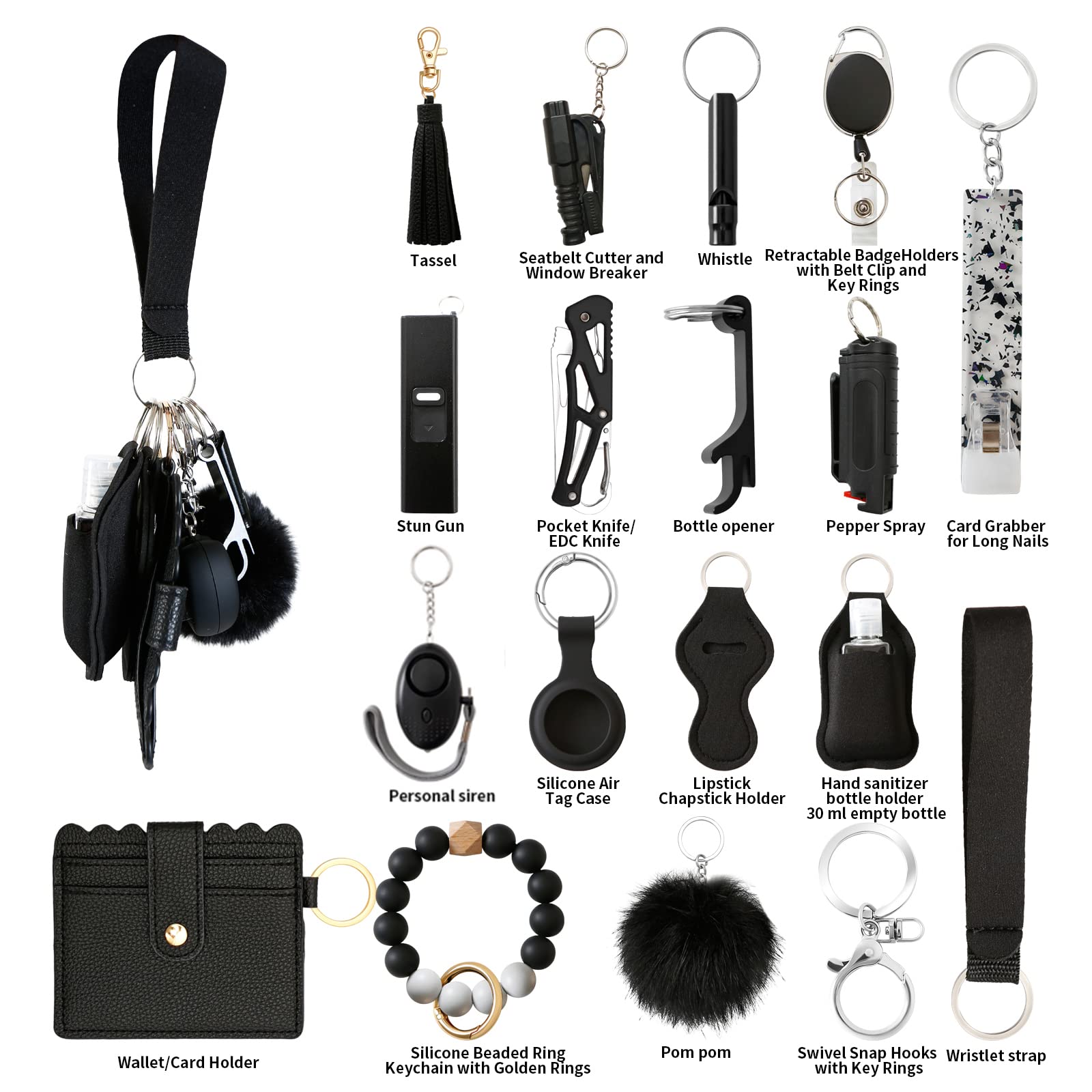 **Stylish Wristlet Keychain Set with Wallet Card Holder & Bottle Opener - Women's Car Keychain Accessories for Everyday Use, Travel & Gifts**