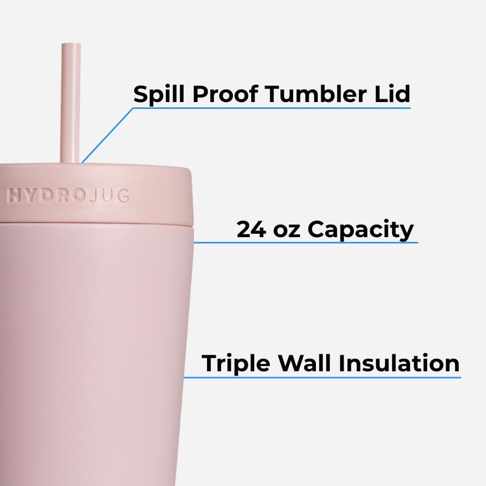 HydroJug 24oz Stainless Steel Shaker Bottle - Leak Proof Protein Shaker Cup for Gym, Workout & Travel | Vacuum Insulated, BPA Free | Keeps Drinks Cold/Hot for Hours | Perfect for Protein Shakes, Smoothies, Iced Coffee & Pre-Workout Drinks