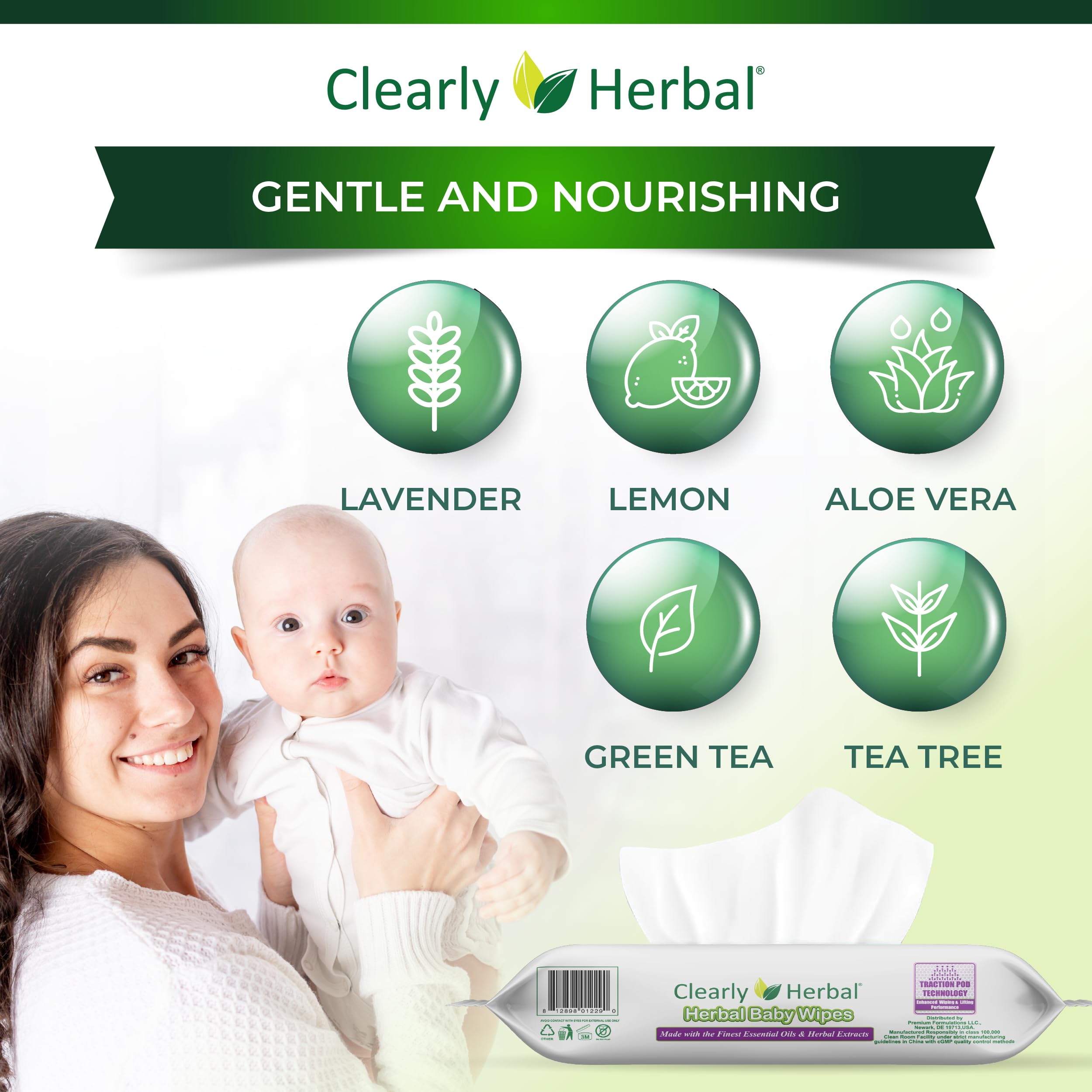 Organic Baby Wipes with Essential Oils & Herbal Extracts | 288-Count Plant-Based Wipes (4 Packs of 72) | Gentle for Newborns, Diaper Changes & On-the-Go Cleaning | Hypoallergenic & Chemical-Free