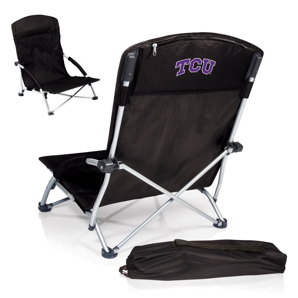 PICNIC TIME NCAA Tranquility Low Beach Chair with Carry Bag - Portable Folding Lawn Chair for Adults - Perfect for Beach, Pool, Camping & Outdoor Relaxation