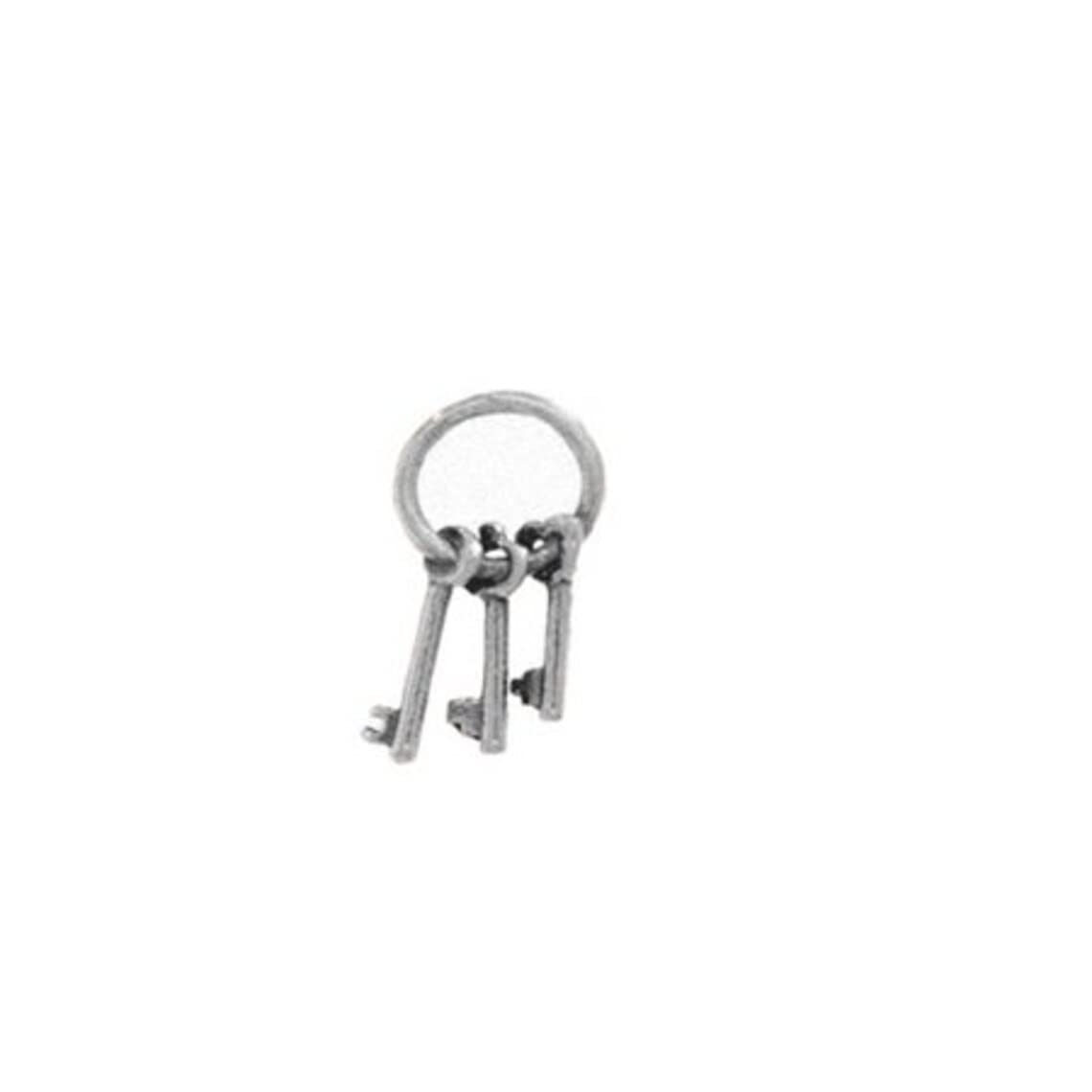 Sterling Silver Key Ring Charm - Skeleton Key Pendant for Jewelry Making & Key Jewelry Accessories | Perfect for DIY Crafts, Gifts, and Keychain Decorations