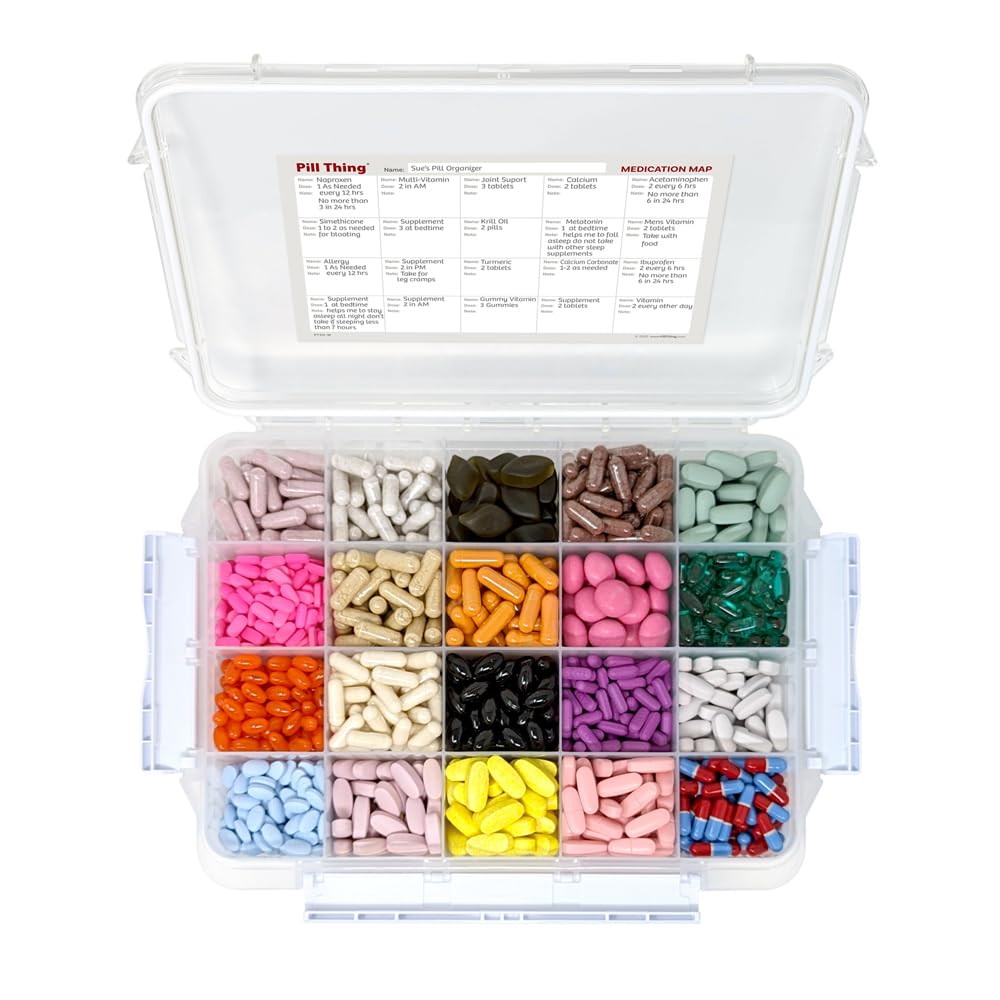 Large Monthly Pill Organizer with Built-in Handle - Deep Compartment Medicine Case with Airtight Lid - Travel Pill Box for Daily Medication & Vitamins - Perfect for Home, Office, and Travel Use