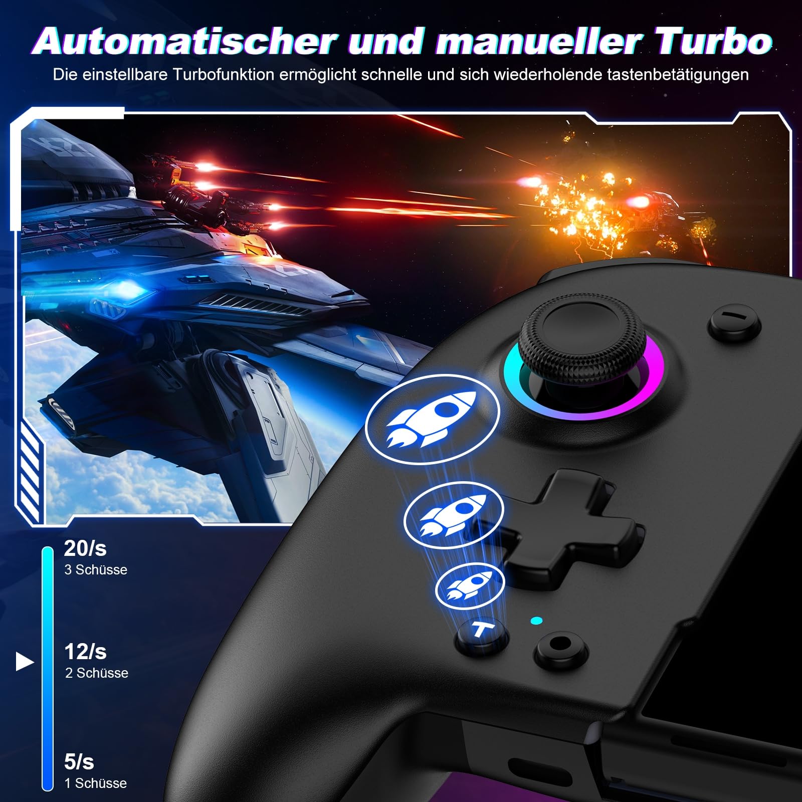 Elegamefy Wireless Pro Controller for Nintendo Switch & OLED - 1000mAh Battery, Turbo Function, 6-Axis Gyro, Vibration, Programmable Buttons | Perfect for Gaming, Travel & Family Entertainment