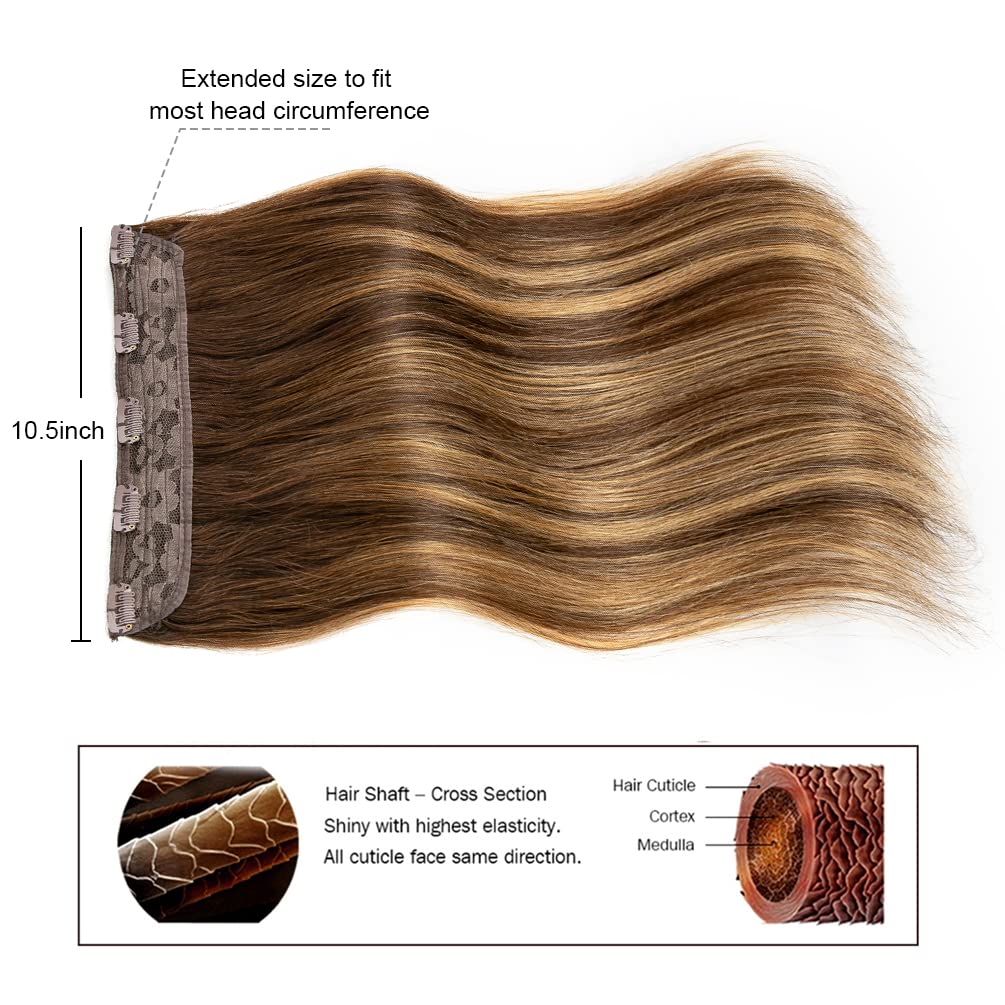 Winsky Real Human Hair Extensions - 14 Inch Brown Balayage Remy Clip-In Hair Piece (70g) for Women | Natural Look & Easy to Style | Perfect for Parties, Weddings & Daily Wear