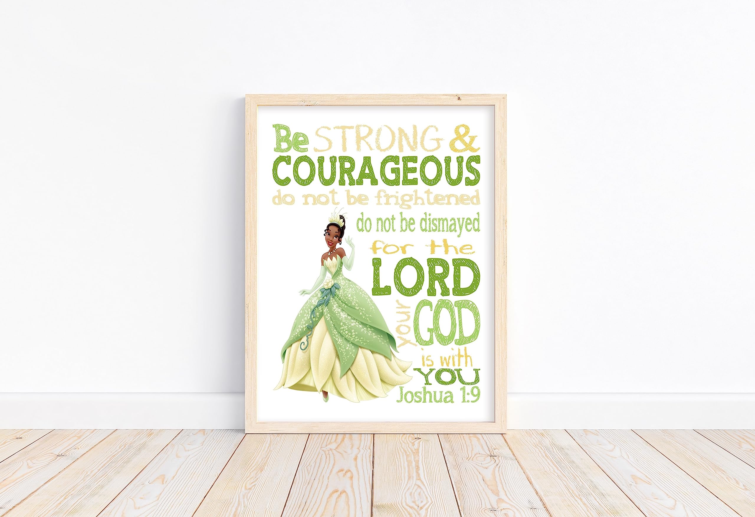 Tiana Princess Christian Nursery Decor - Joshua 1:9 Print for Baby Room