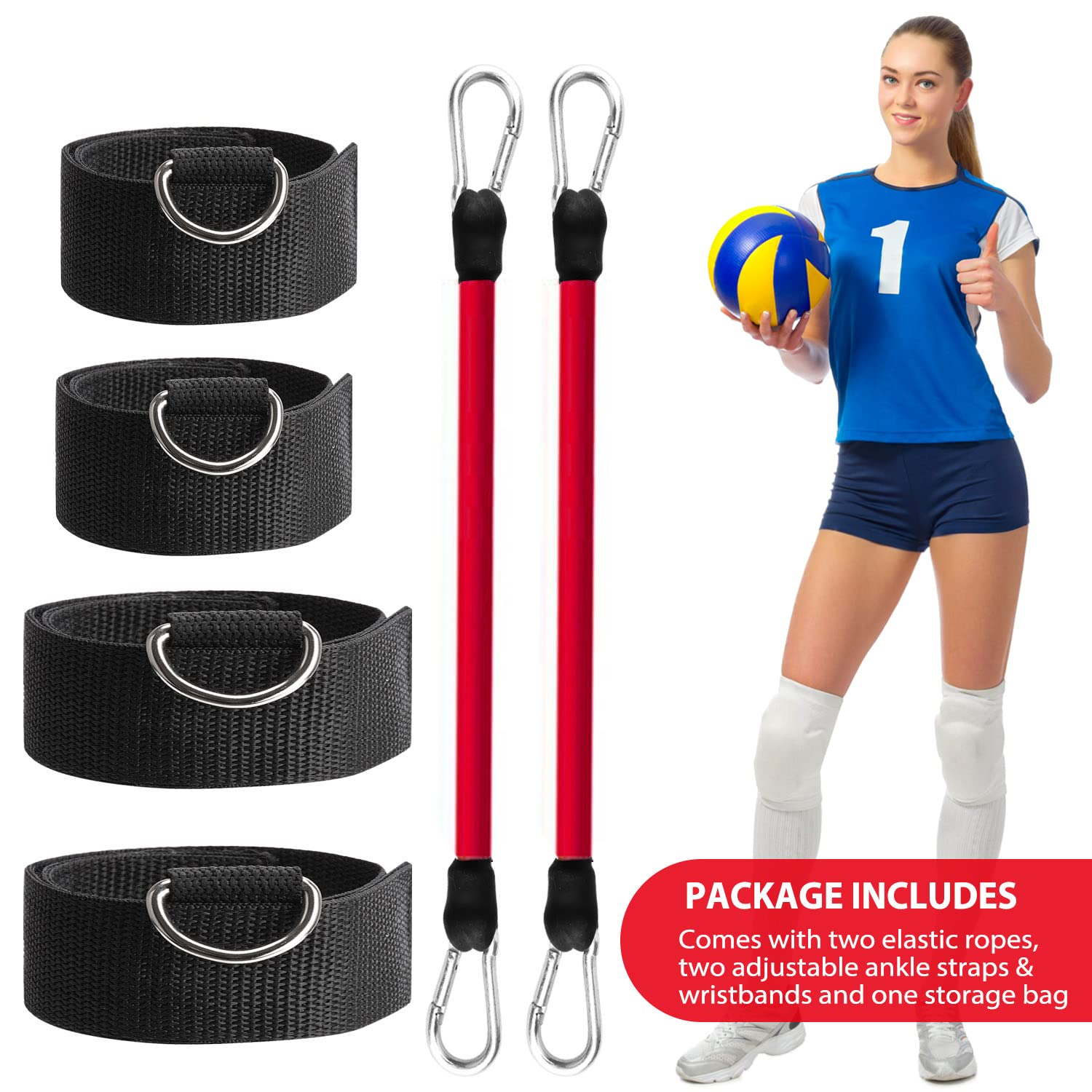 TOBWOLF Volleyball Training Resistance Band - Elastic Pull Rope for Jump & Agility Drills - Prevent Excessive Arm Movement - Perfect for Volleyball Practice, Strength Training & Fitness Workouts