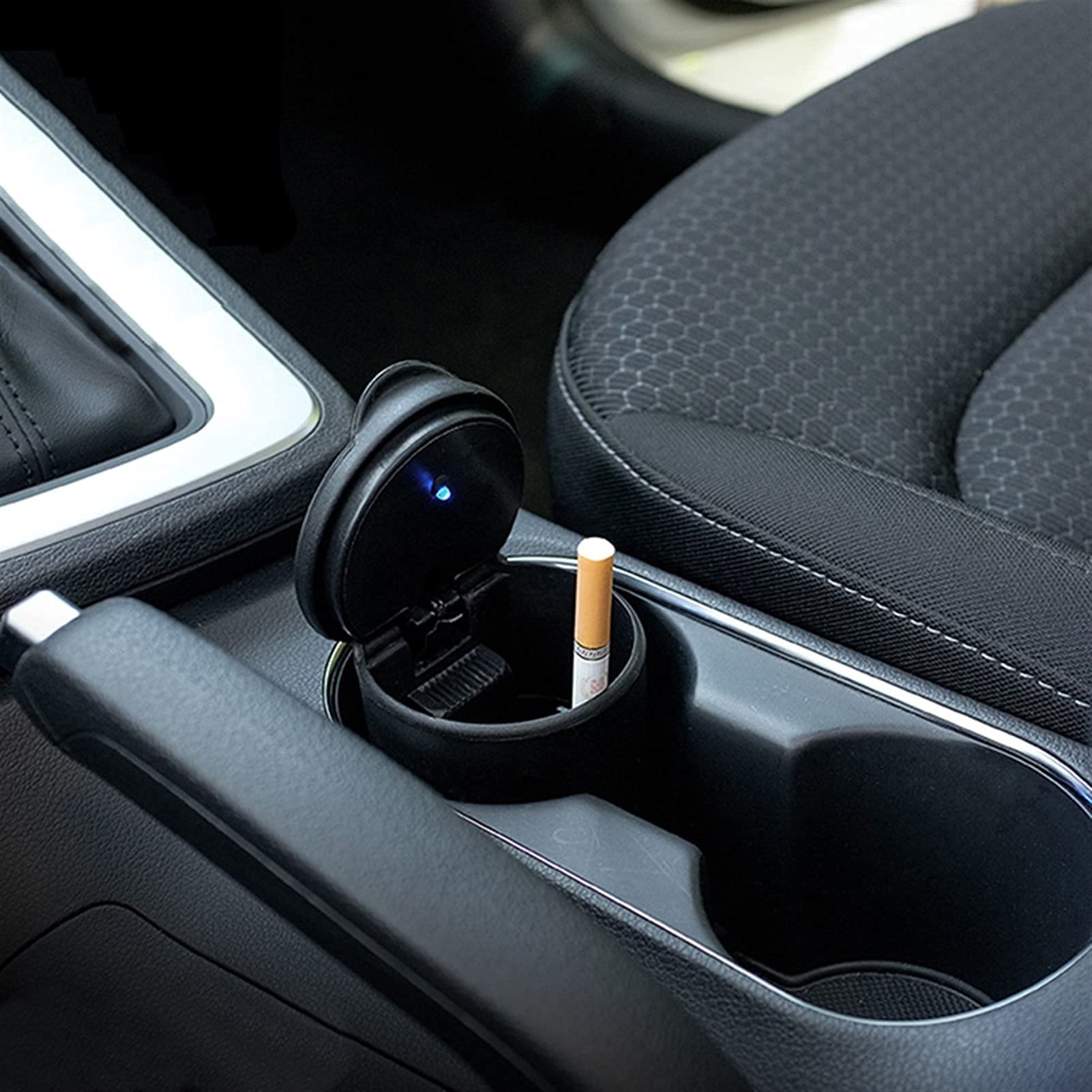 Portable Car Ashtray with LED Light - Detachable Smokeless Cigar Ashtray Cup Holder for Vehicles, Home & Office Use - Fireproof & Odor-Free Design for Travel, Camping and Indoor Smoking Areas
