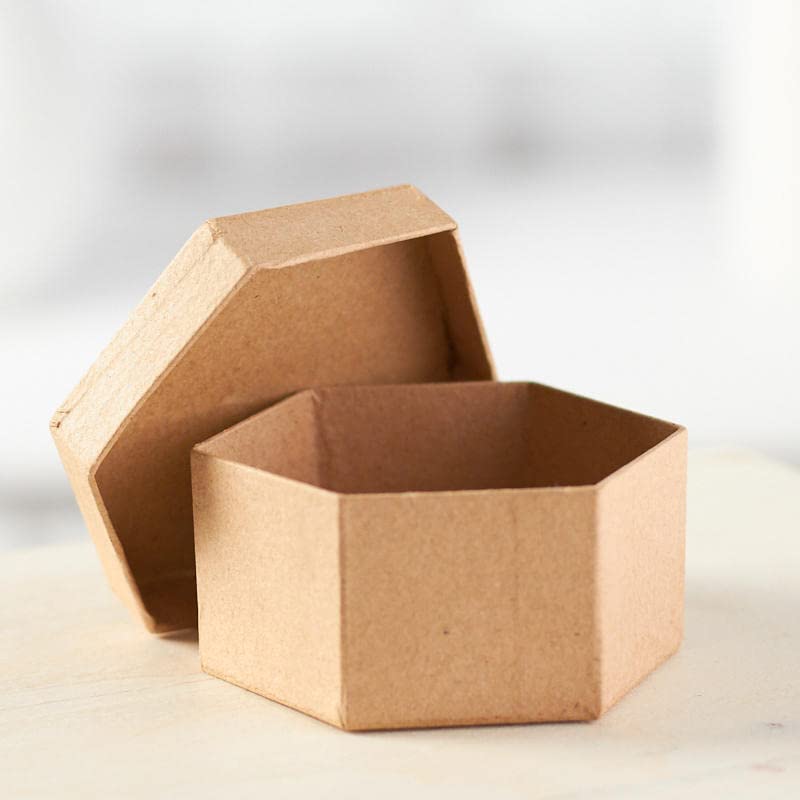Hexagon Craft Paper Mache Boxes with Lids (24-Pack) for Gift Wrapping & Storage