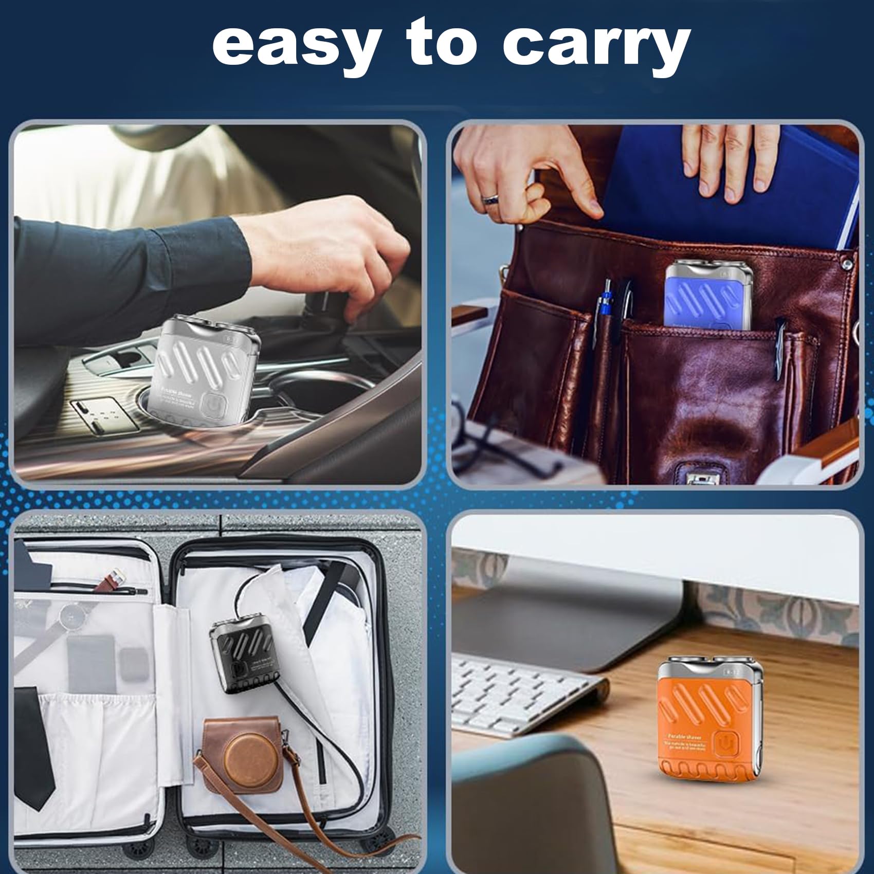 2025 New Mini Portable Electric Shaver - Travel Beard Trimmer with Suitcase Design, USB Rechargeable, Waterproof for Men - Perfect for Travel, Gym, Business Trips & Daily Grooming (Orange)