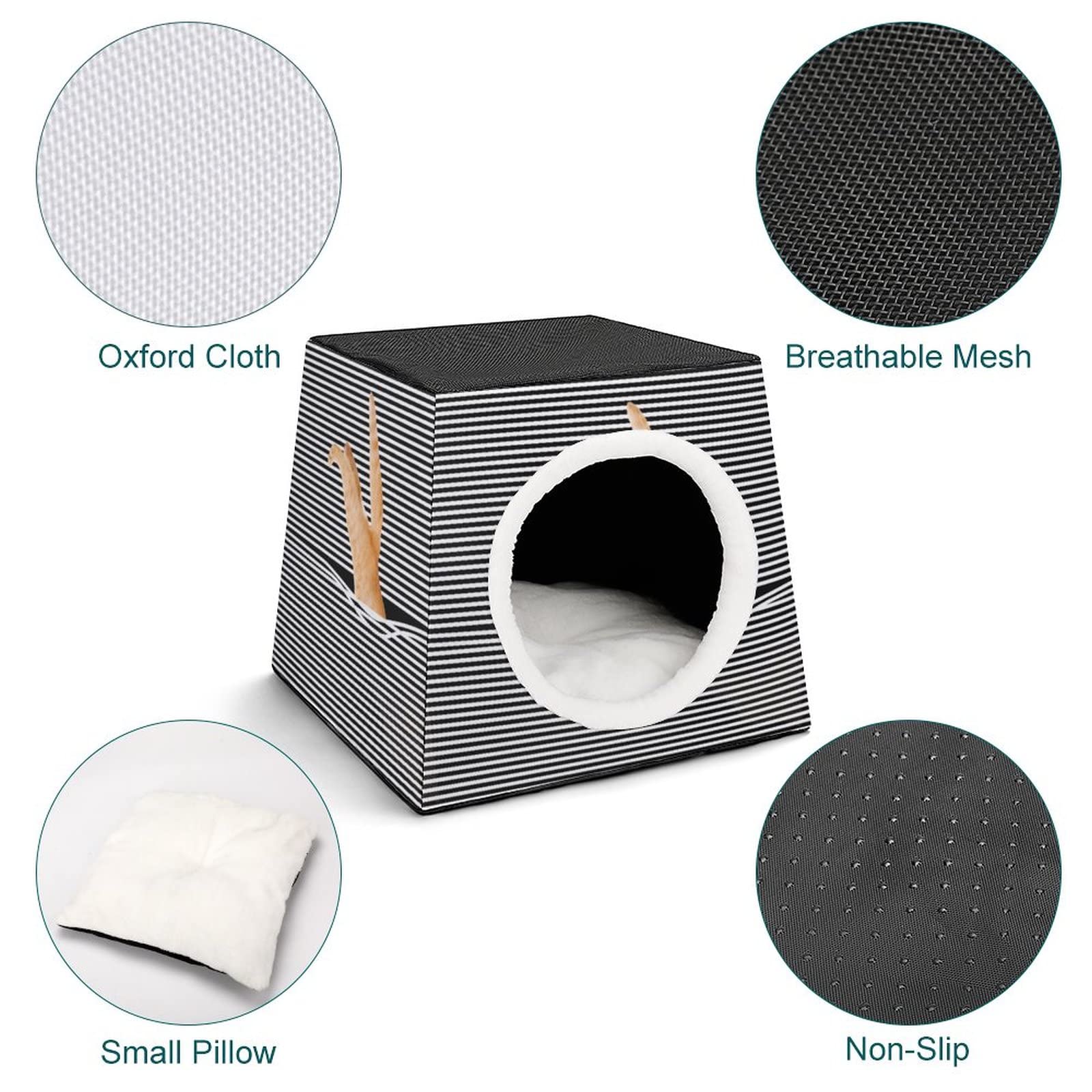 3-in-1 Multi-Functional Cat House - Soft Pet Bed & Cozy Sofa with Striped Design for Indoor/Outdoor Use | Perfect Kitty Shelter, Play Cube & Nap Spot for Your Feline Friend