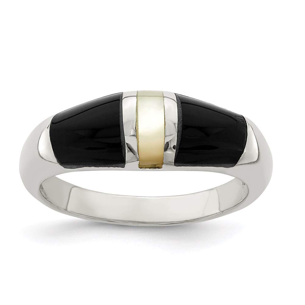 925 Sterling Silver Onyx and Mother of Pearl Ring for Women - Elegant Fine Jewelry Gift for Her - Perfect for Anniversaries, Birthdays & Special Occasions