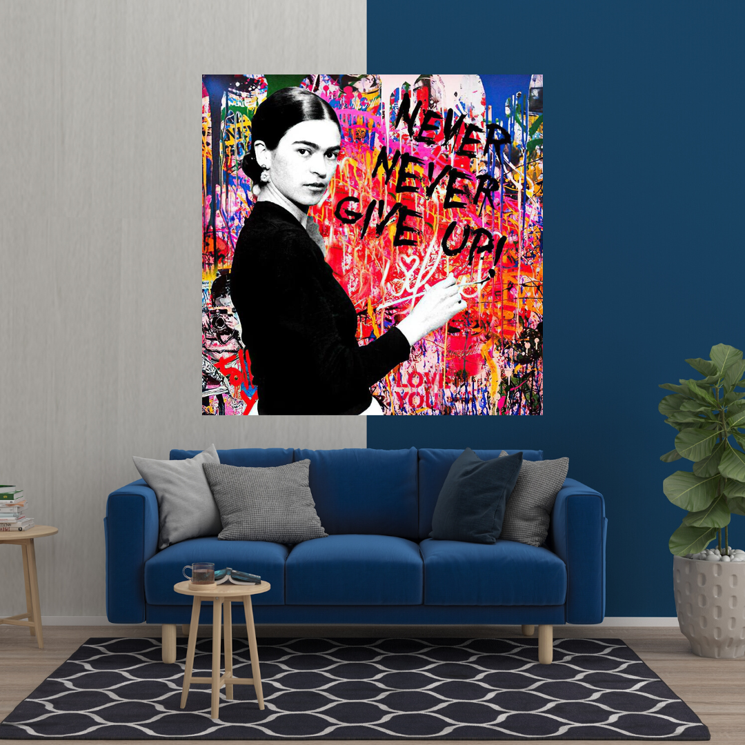 Banksy Never Give Up Wall Art - Inspirational Canvas Painting for Home & Office Decor | Perfect for Living Room, Bedroom or Gift Idea