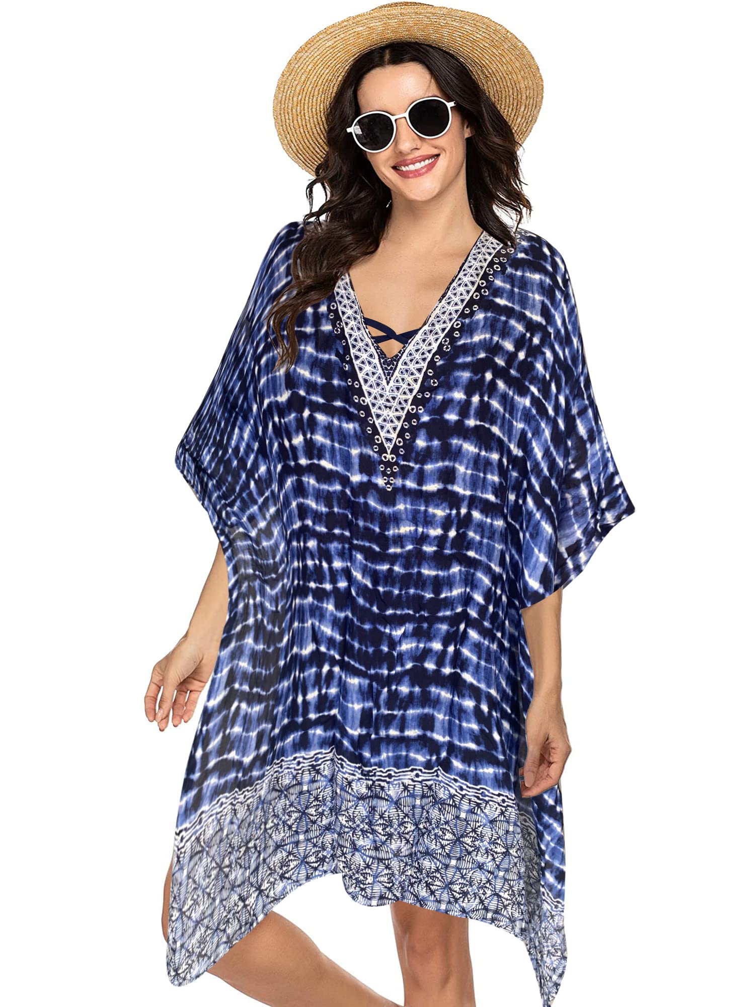 Floral Print Women's Swimsuit Cover Up - Lightweight Beach Kaftan for Pool, Vacation & Summer Outfits | Perfect for Beach Parties, Resort Wear & Tropical Getaways