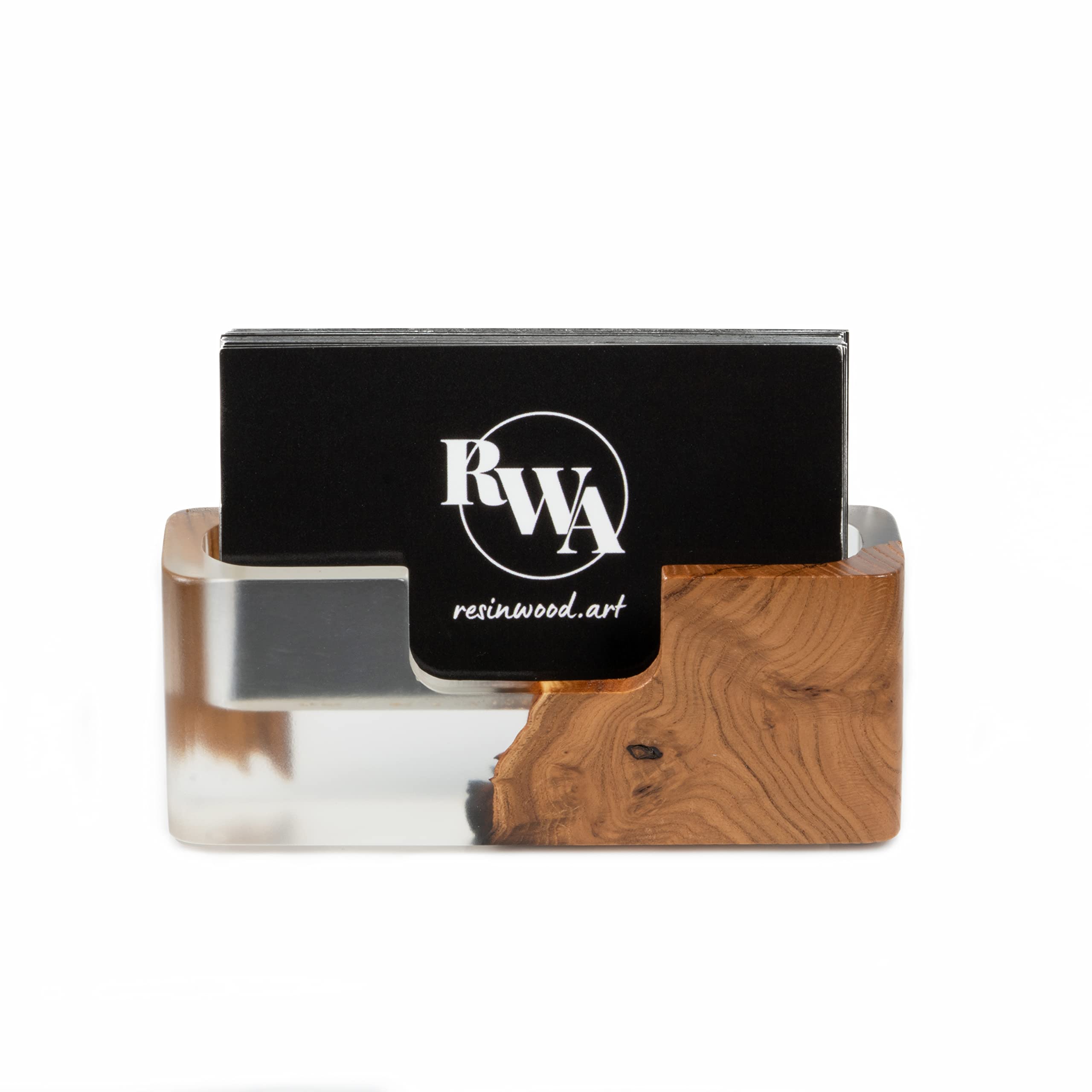SMART Premium Wooden Business Card Holder - Slim & Compact Office Desk Organizer, Home Office Accessory with Transparent Breeze Design - Perfect for Professional Networking, Corporate Gifts & Workspace Organization