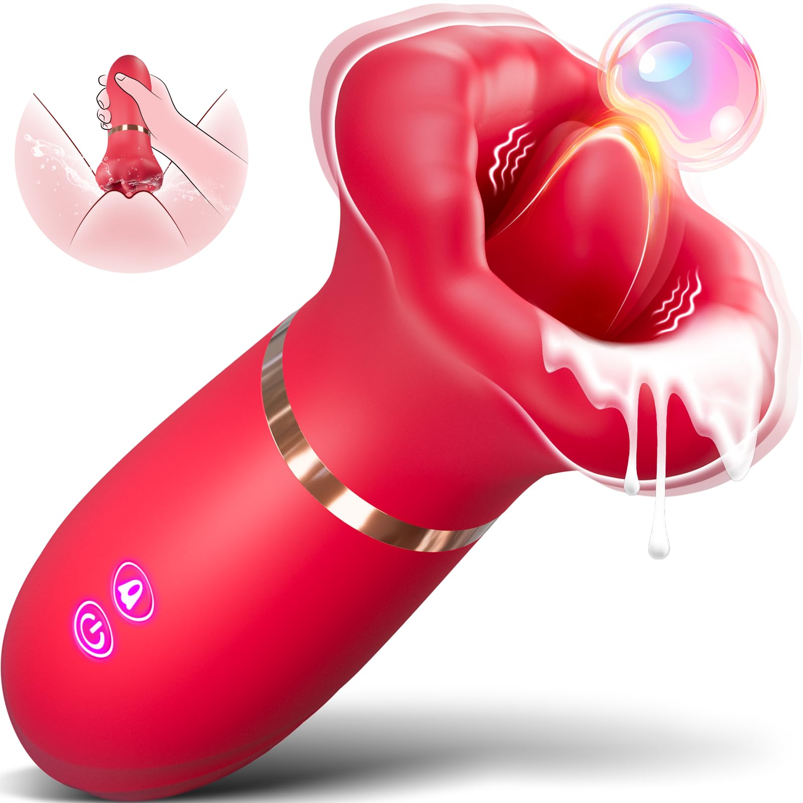 Premium Women's Vibrator - 10 Vibration & Thrusting Tongue Motion Clitoral Stimulator for Intimate Pleasure | Lip-Shaped Nipple & Clit Massager | Couples Sex Toy for Vaginal & Anal Play | Perfect for Solo Use & Romantic Nights