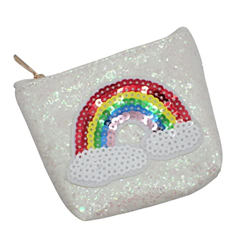 White Glitter Rainbow Motif With Zip