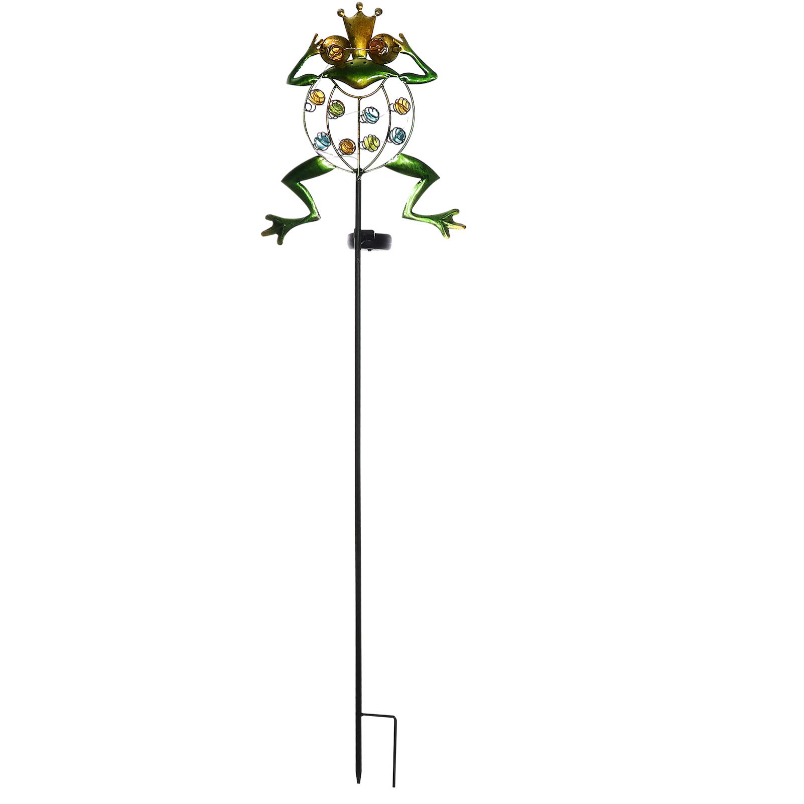 YARNOW Solar Garden Lights - Metal Frog Solar Stake Lights with Crackle Glass Ball for Outdoor Patio, Yard, and Garden Decor | Waterproof Solar-Powered Landscape Lighting for Pathways, Flower Beds, and Backyard Ambiance