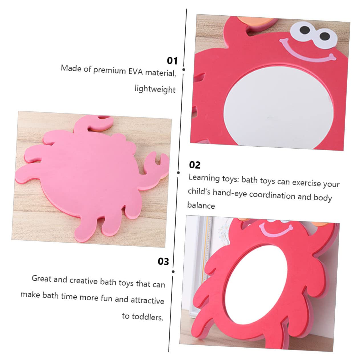 HEMOTON 16-Piece EVA Cartoon Mirror Bath Toys Set - Waterproof Shower Game Toys for Kids (Red) | Fun Bathtime Learning & Sensory Play for Toddlers