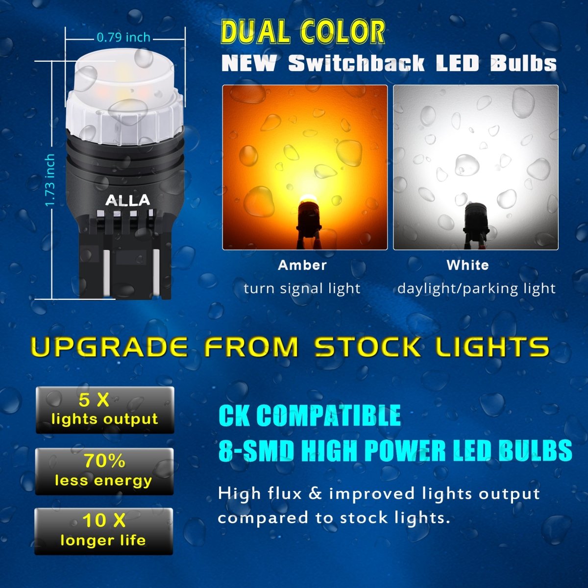 7443 7444NA Switchback LED Bulbs - White/Amber Yellow Turn Signal Lights for Cars, Trucks, SUVs & Motorcycles - High Visibility & Durable Design for Daytime & Nighttime Driving