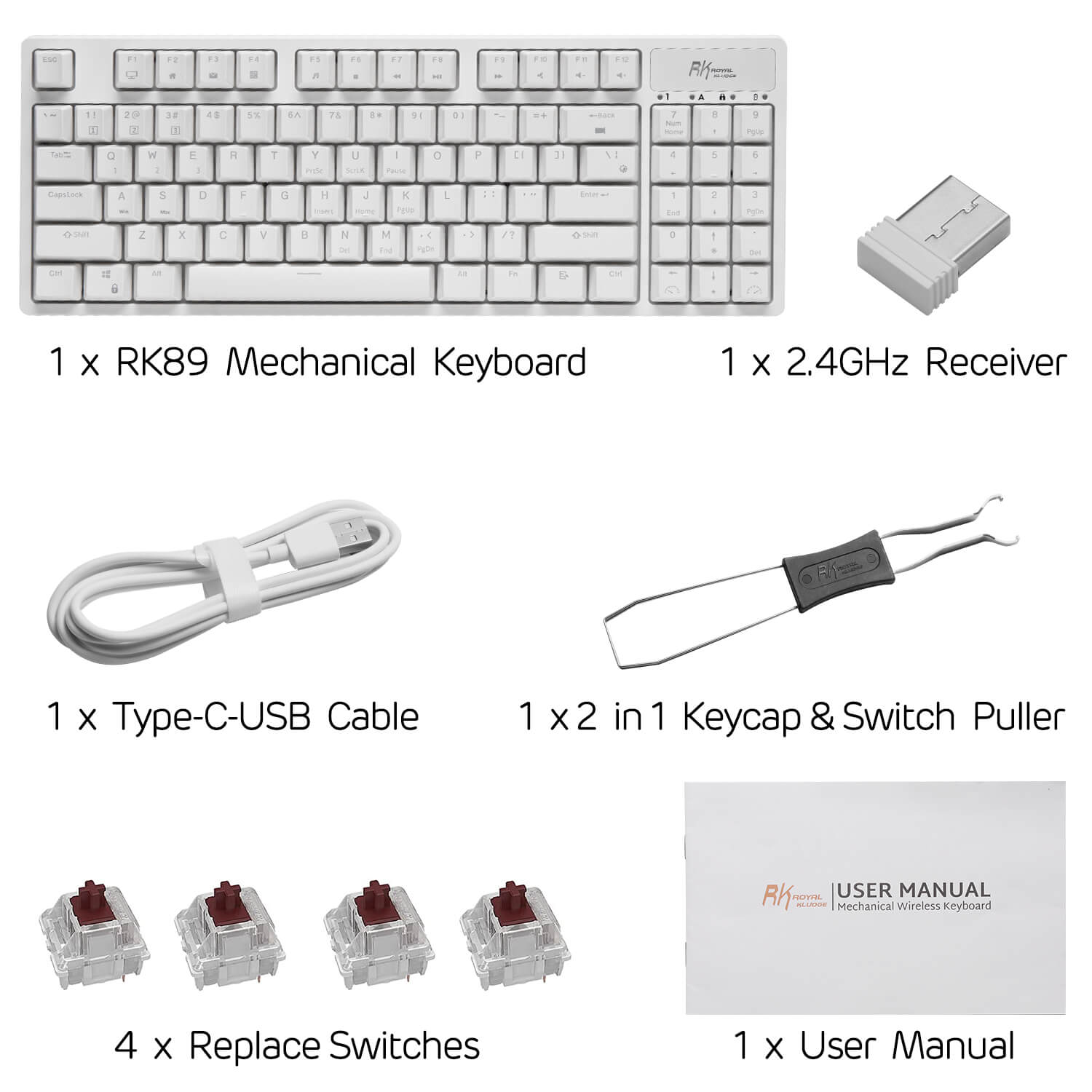 RK89 85% Wireless Mechanical Keyboard - RGB Backlit, Bluetooth/USB-C, Hot-Swappable (Open Box) for Gaming, Office & Typing