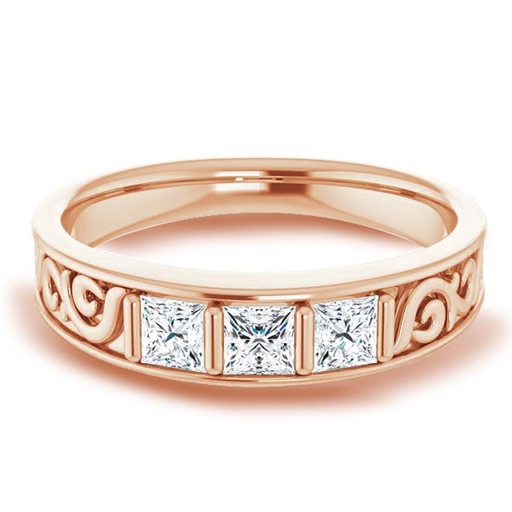 1.0 CTW Princess Cut Diamond Men's Ring with Filigree Accent - Elegant Wedding Band, Anniversary Gift for Him, Perfect for Engagements & Special Occasions