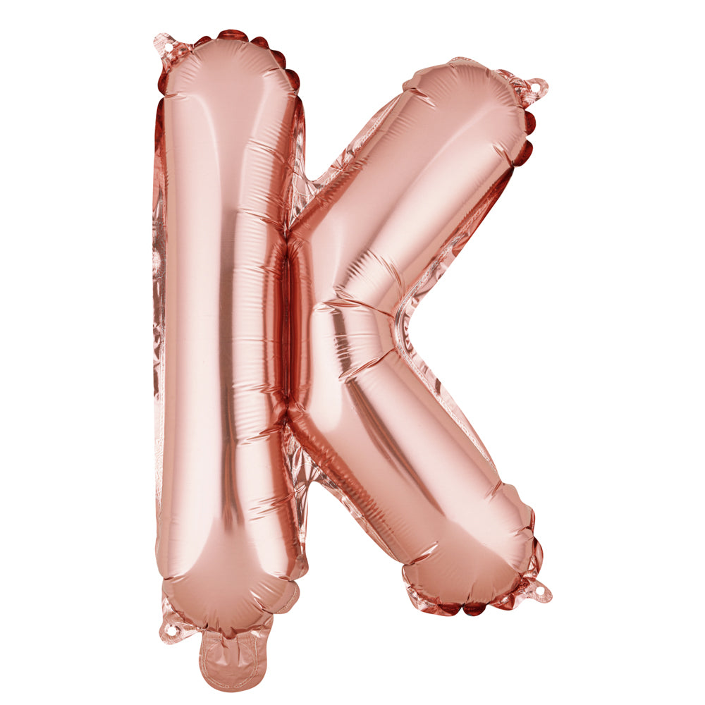 Balloonify Rose Gold Mylar Letter K Balloon - 16 Inch Large Foil Alphabet Balloon for Birthday Party Decorations, Wedding, Anniversary & Baby Shower Decor