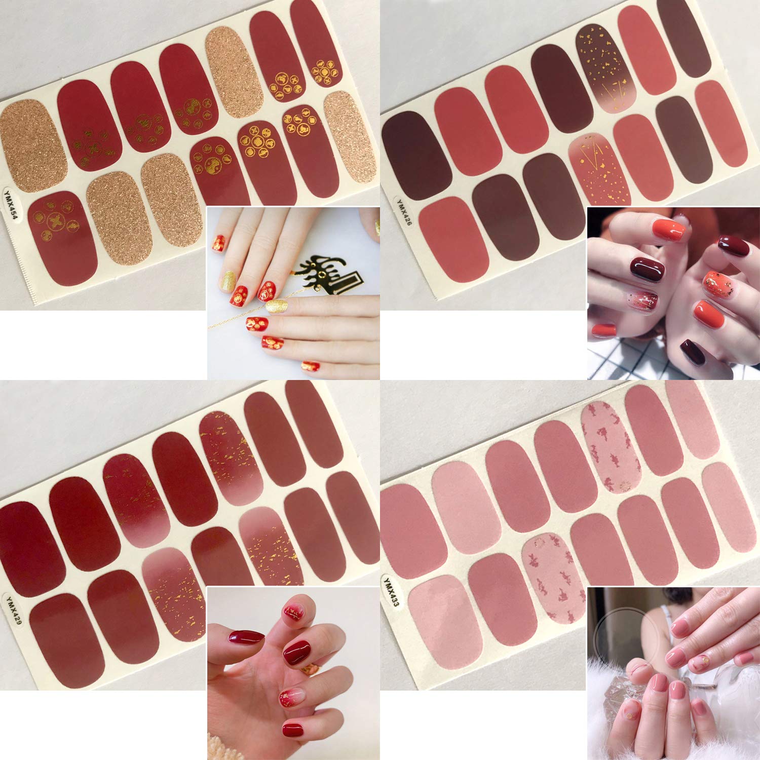 JERCLITY 24 Sheets Solid Color Press On Nail Polish Strips - DIY Gel Nail Wraps & Stickers for Women, Easy Nail Art Designs with Free Nail File | Perfect for Parties, Weddings, Salons & Home Manicures