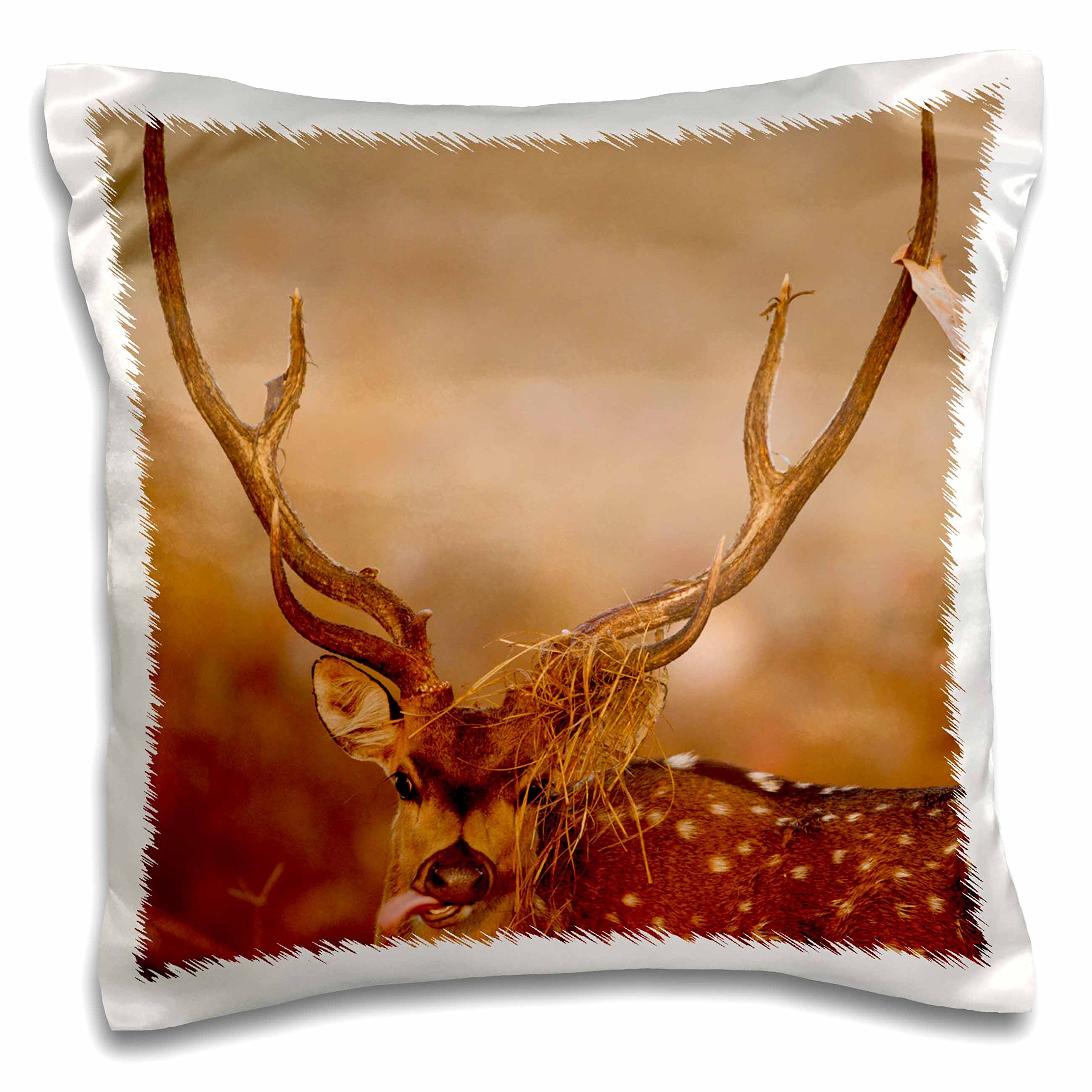 3D Rose Chital Deer Printed Pillow Cases Set of 2 - Soft Decorative Pillow Covers for Bedroom, Living Room, Sofa & Couch - Unique Wildlife Home Decor Gift Idea