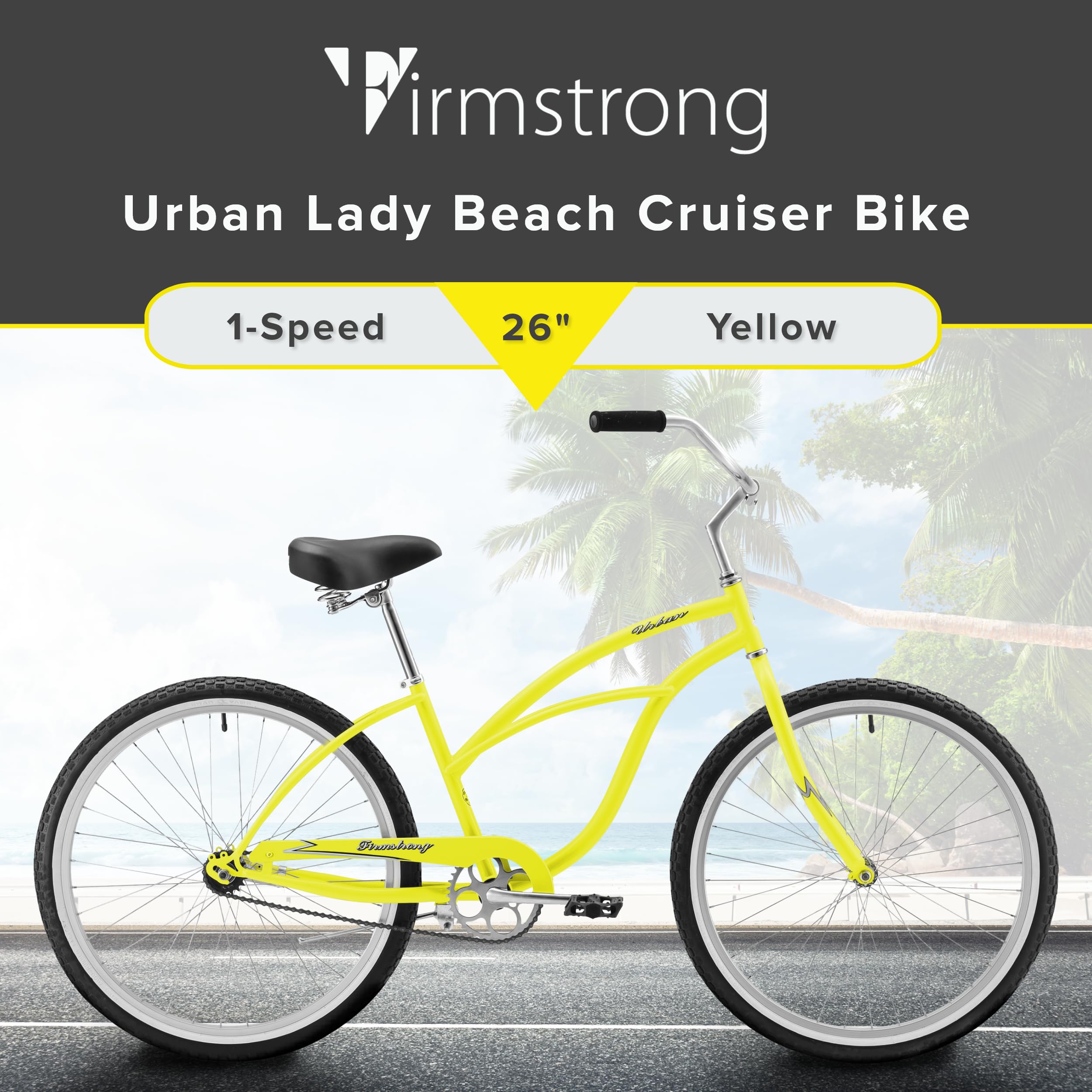 Firmstrong Urban Lady Beach Cruiser Bike - Comfortable Women's Cruiser Bicycle for Leisure Riding, Commuting & Beach Outings