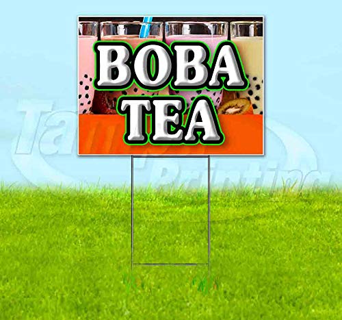 Premium 18x24 Inch Boba Tea Yard Sign with Metal Step Stake - Bulk Discounts & Multi-Pack Options for Advertising & Promotion | Perfect for Bubble Tea Shops, Events, and Outdoor Marketing Campaigns