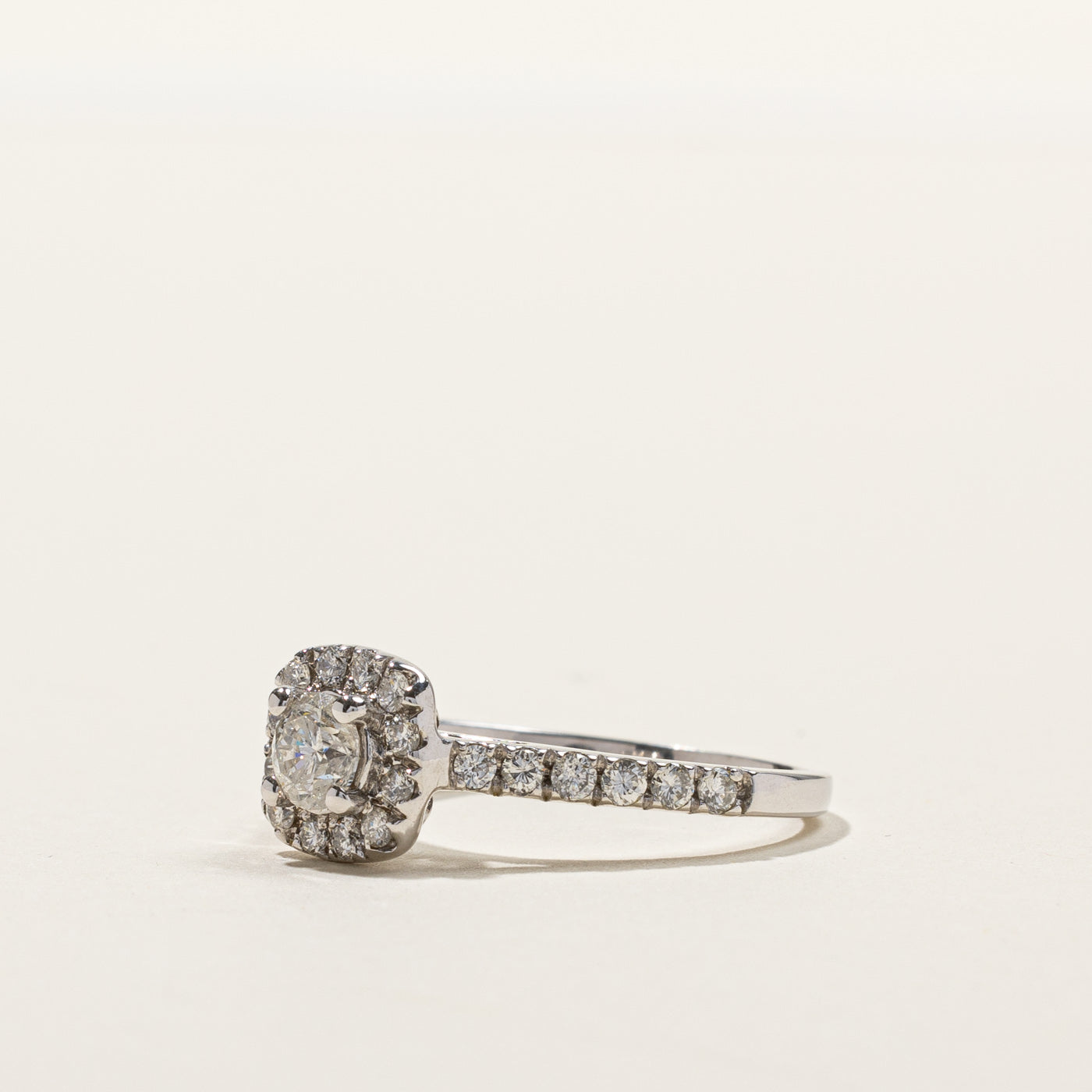 1ct Halo Diamond Engagement Ring for Women - 0.74 Carat Total Weight (CTW) Round Cut Solitaire Wedding Band, Size 6.25, 14K White Gold - Perfect for Proposals, Anniversaries & Special Occasions